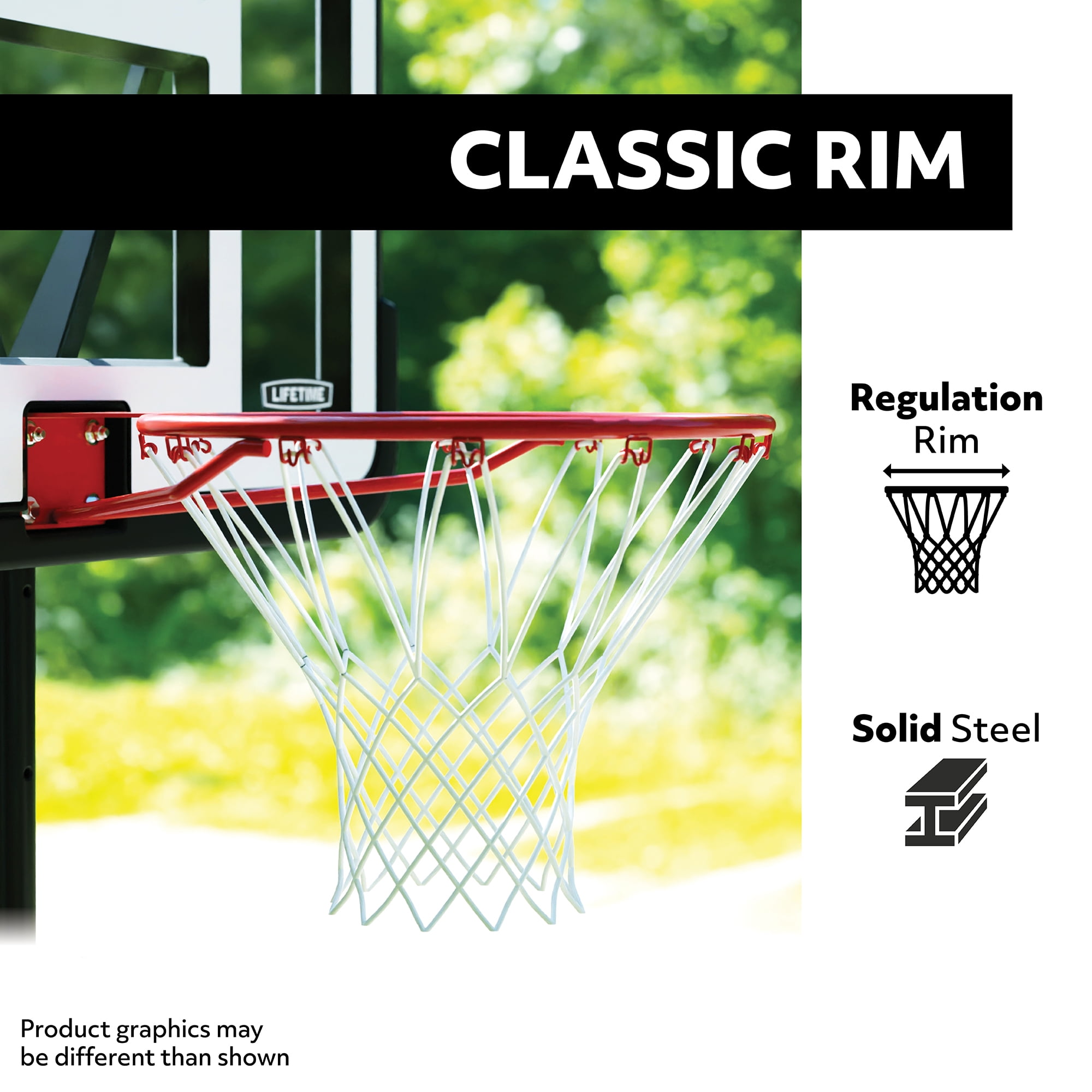 Lifetime 46-Inch Shatterproof Portable Basketball Hoop with Quick Adjust and Classic Rim (Black, 8 to 10 ft) wjpwm