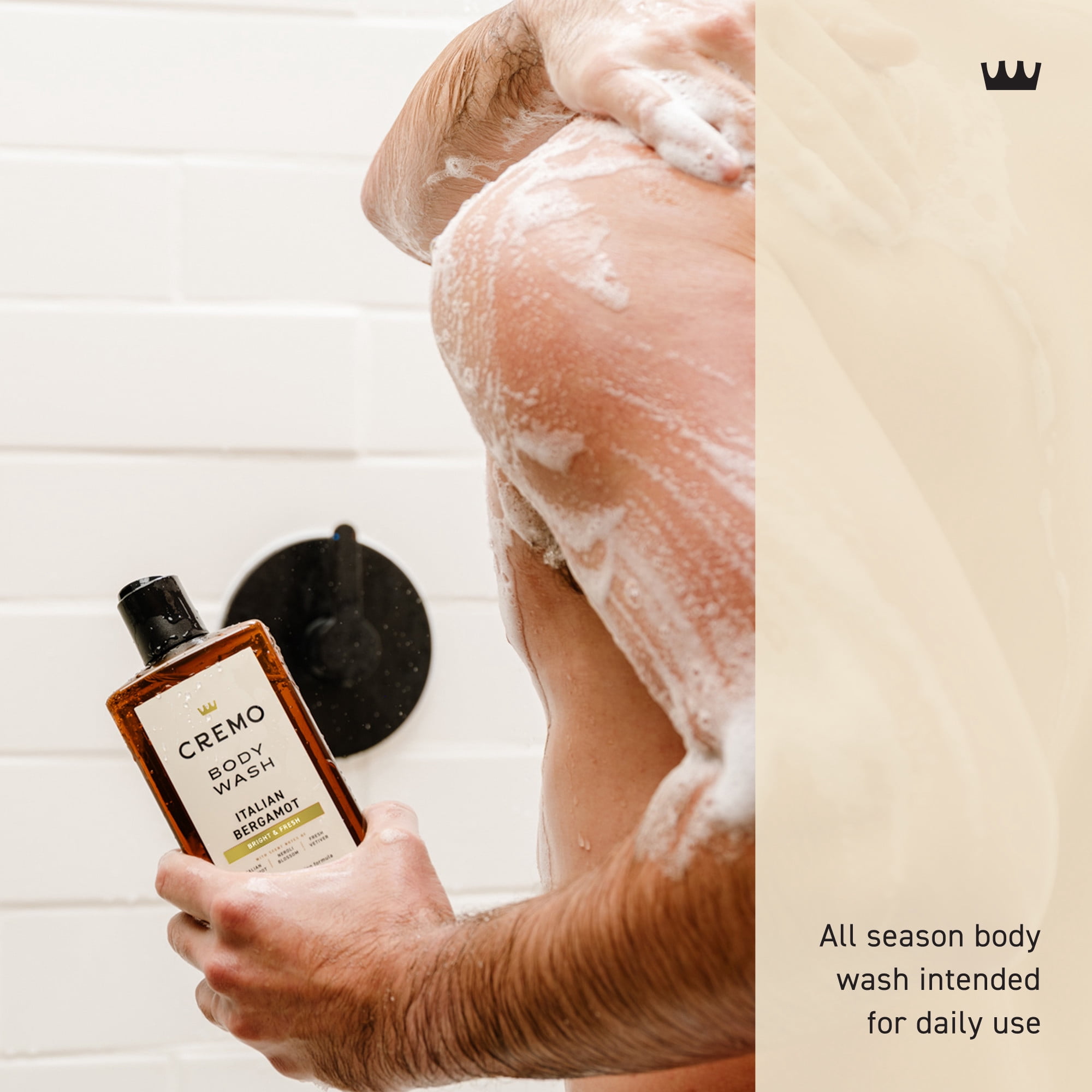 Cremo Men's Body Wash, Italian Bergamot Scent, Moisturizing Formula (16 fl oz) 4qkit
