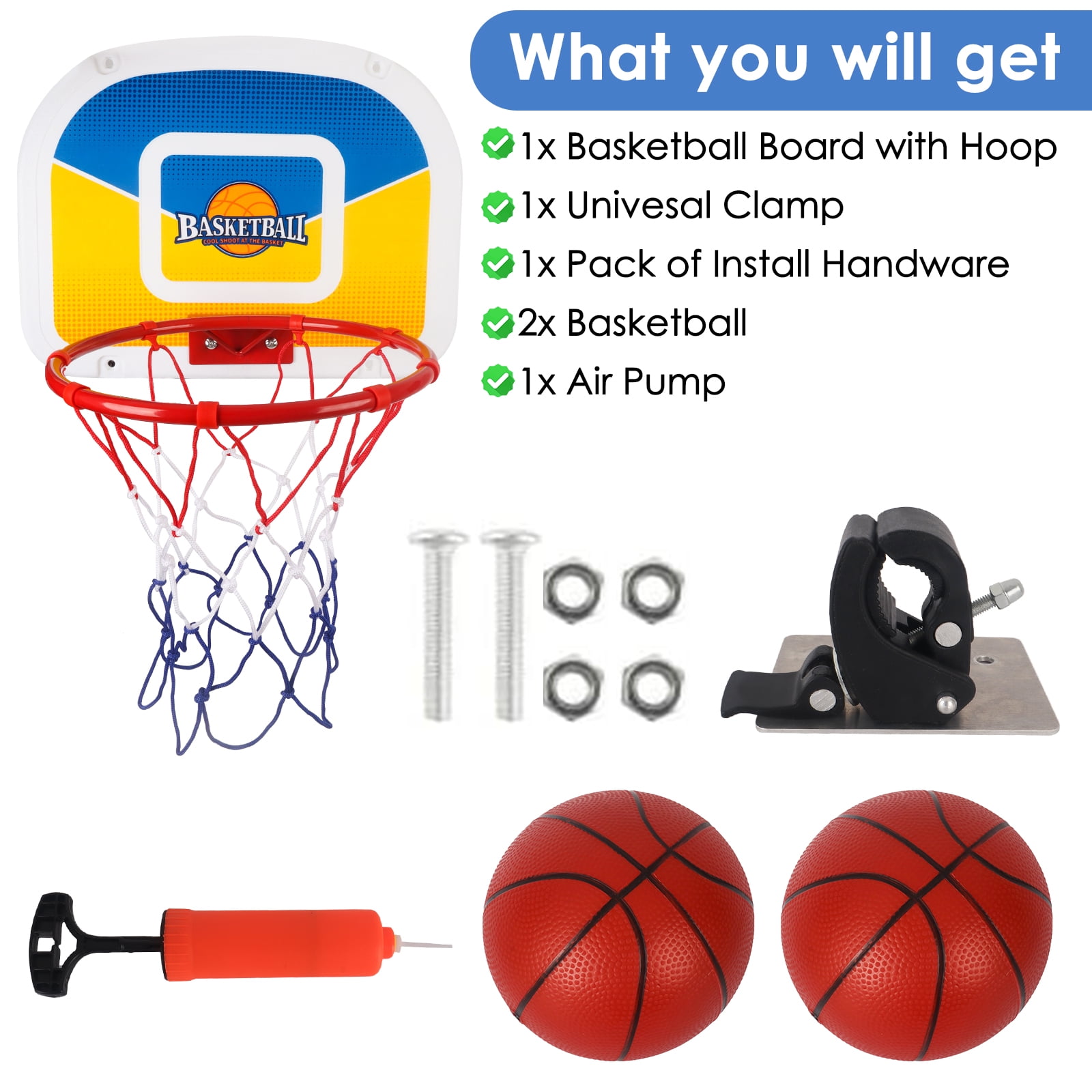 Synoratory Trampoline Basketball Hoop Set with Mini Ball and Pump (Red, 9 in) ynez0