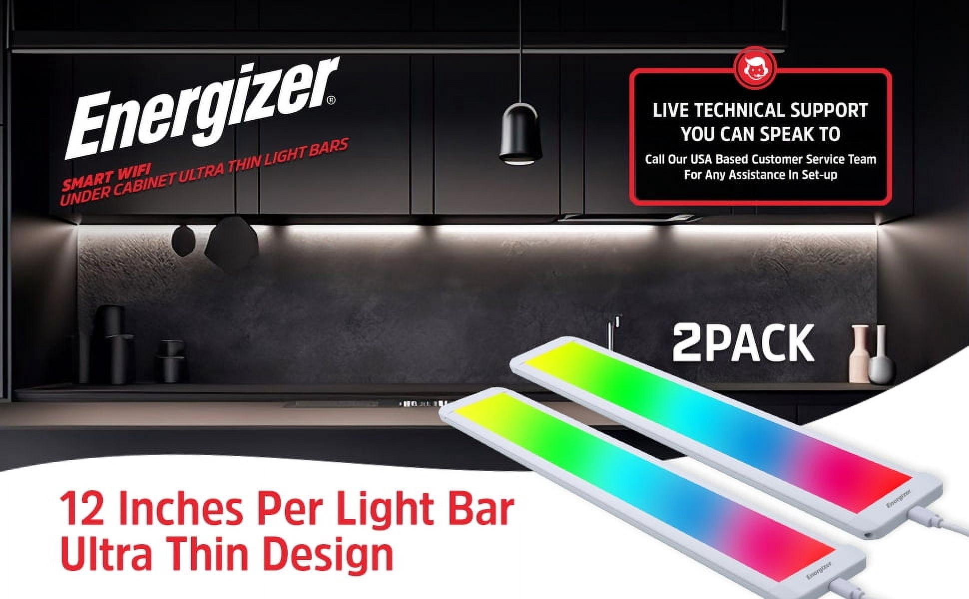 Energizer Smart Under Cabinet LED Light Bars with RGB and Multi-White Lighting (White, 2-Pack, 12 in) jane3