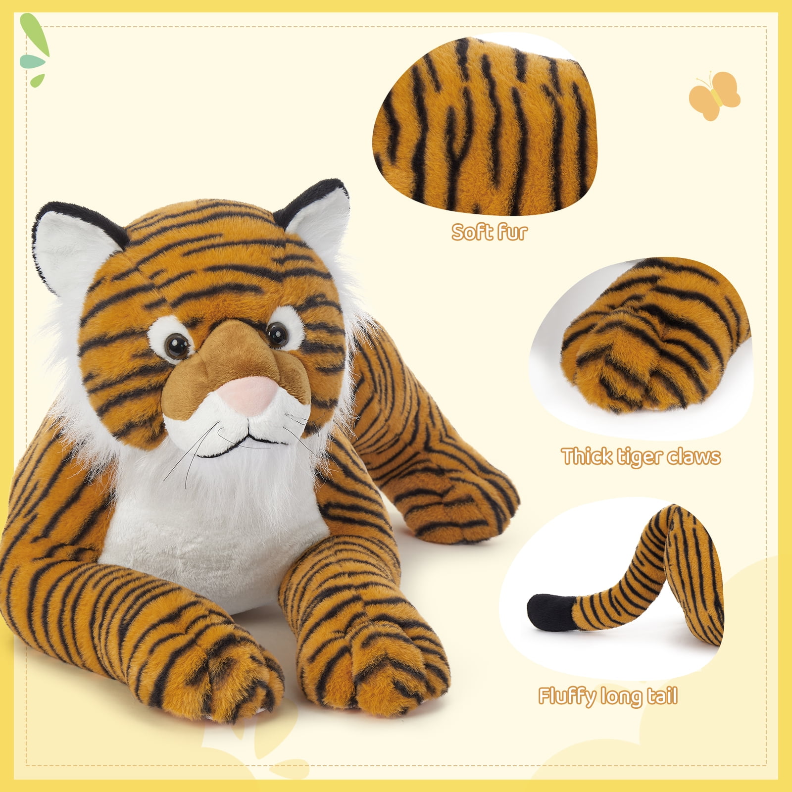MorisMos Giant Tiger Stuffed Animal Realistic Large Plush Toy (Brown, 43 in) 0x8od