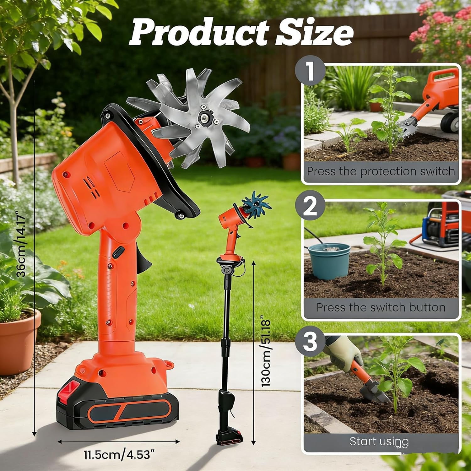 Generic 21V Cordless Mini Tiller Cultivator, Electric Garden Rototiller with Dual Batteries (5 in Width, 5 in Depth) mlw7j