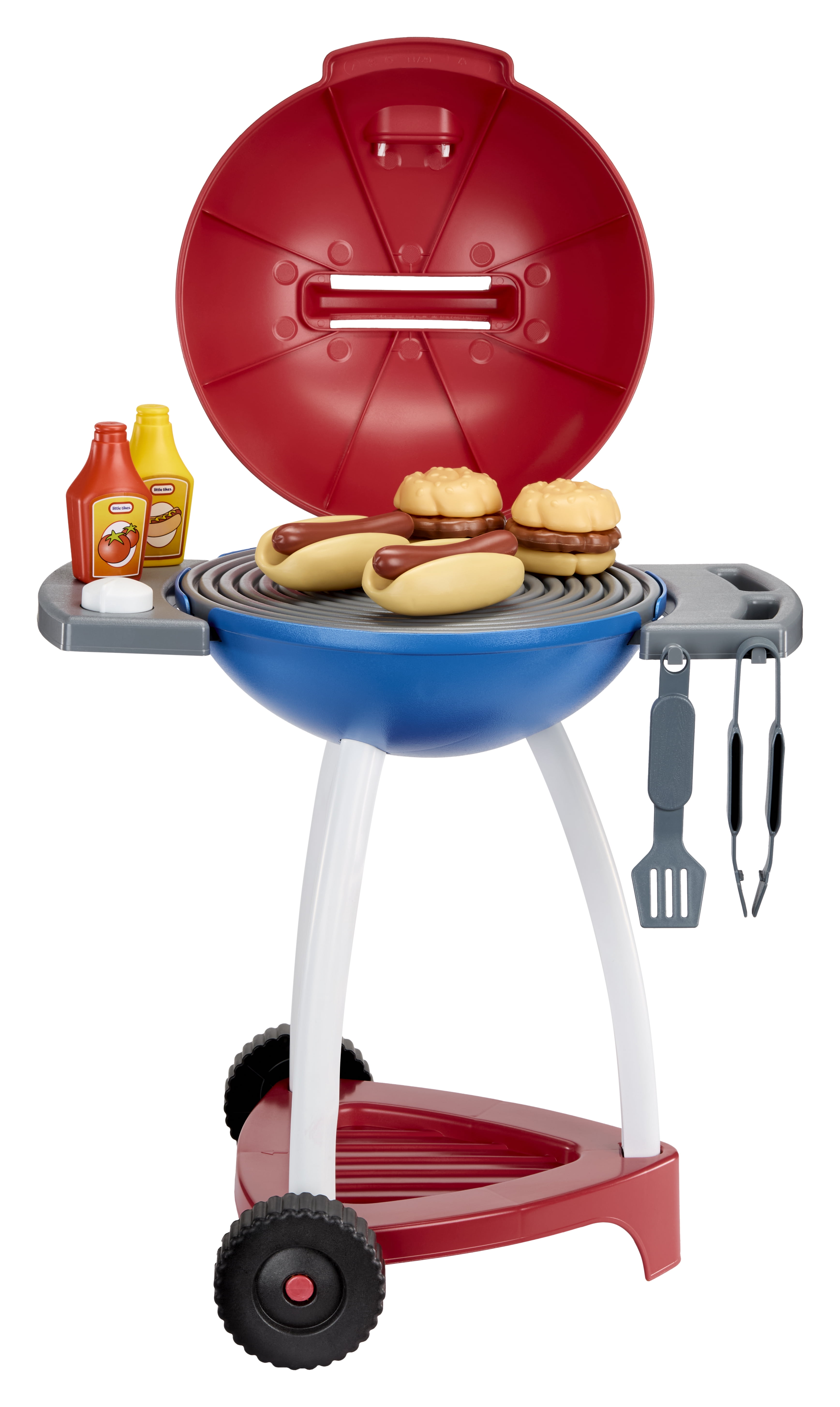 Little Tikes Sizzle & Serve Grill Interactive Cooking Playset with 14 Accessories (Red, 14-Piece Set) dt3xq