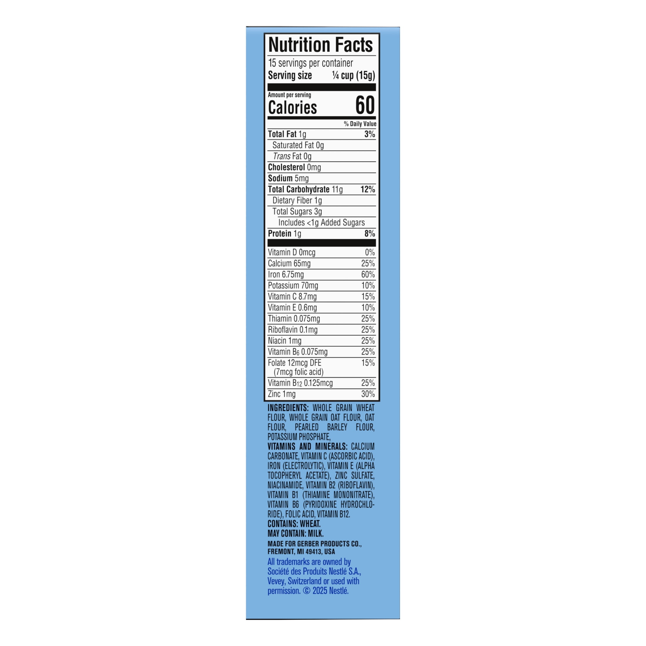 Gerber Multigrain Baby Cereal, Iron-Fortified Infant Breakfast, Stage 2 (8 oz) x1v23