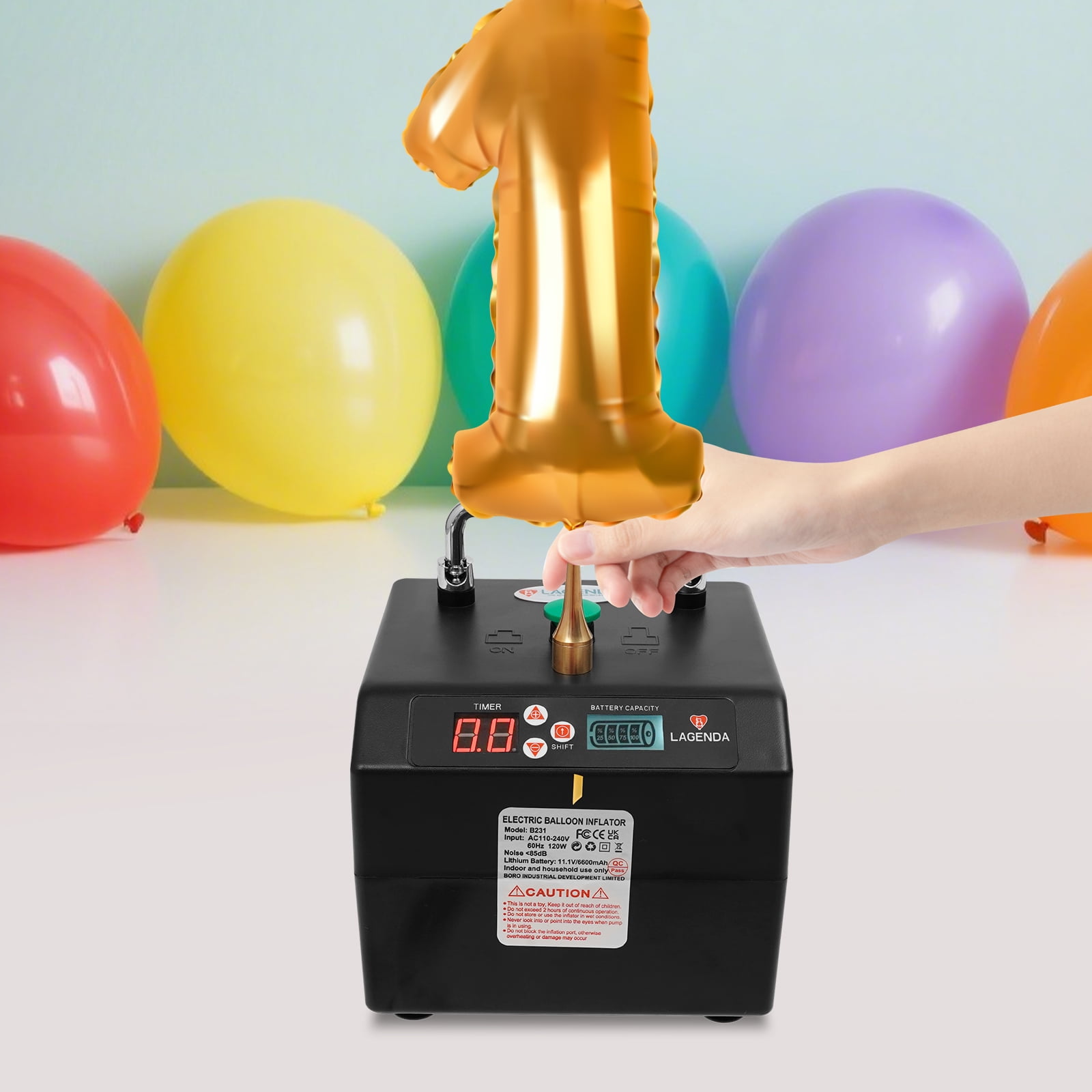 Lagenda Electric Balloon Pump Inflator (120W, Black, 6.3 x 5.9 x 5.1 in) oryf9