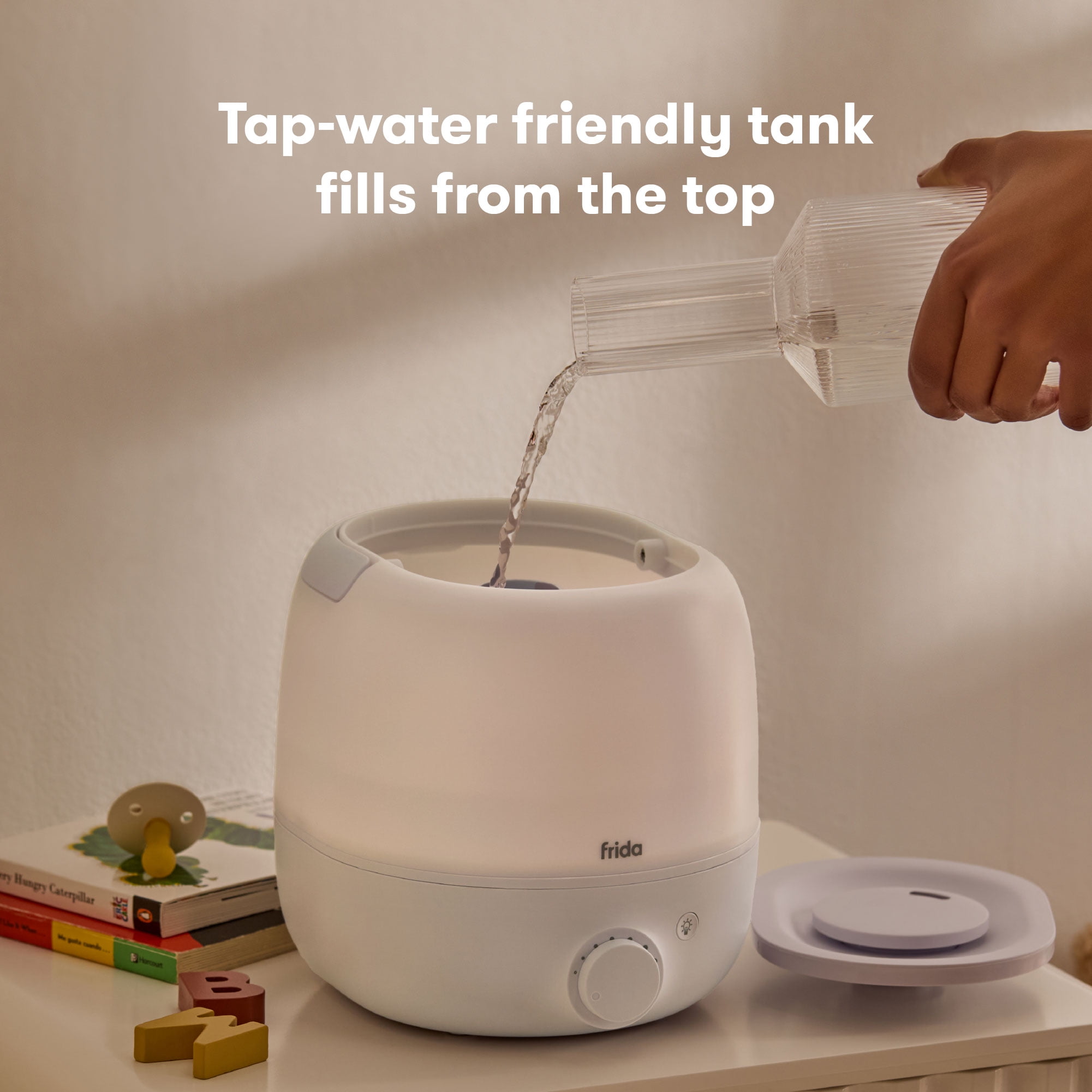 Frida Baby 3-in-1 Ultrasonic Cool Mist Humidifier, Essential Oil Diffuser, and Nightlight (White, 0.66 gal) oe8nm