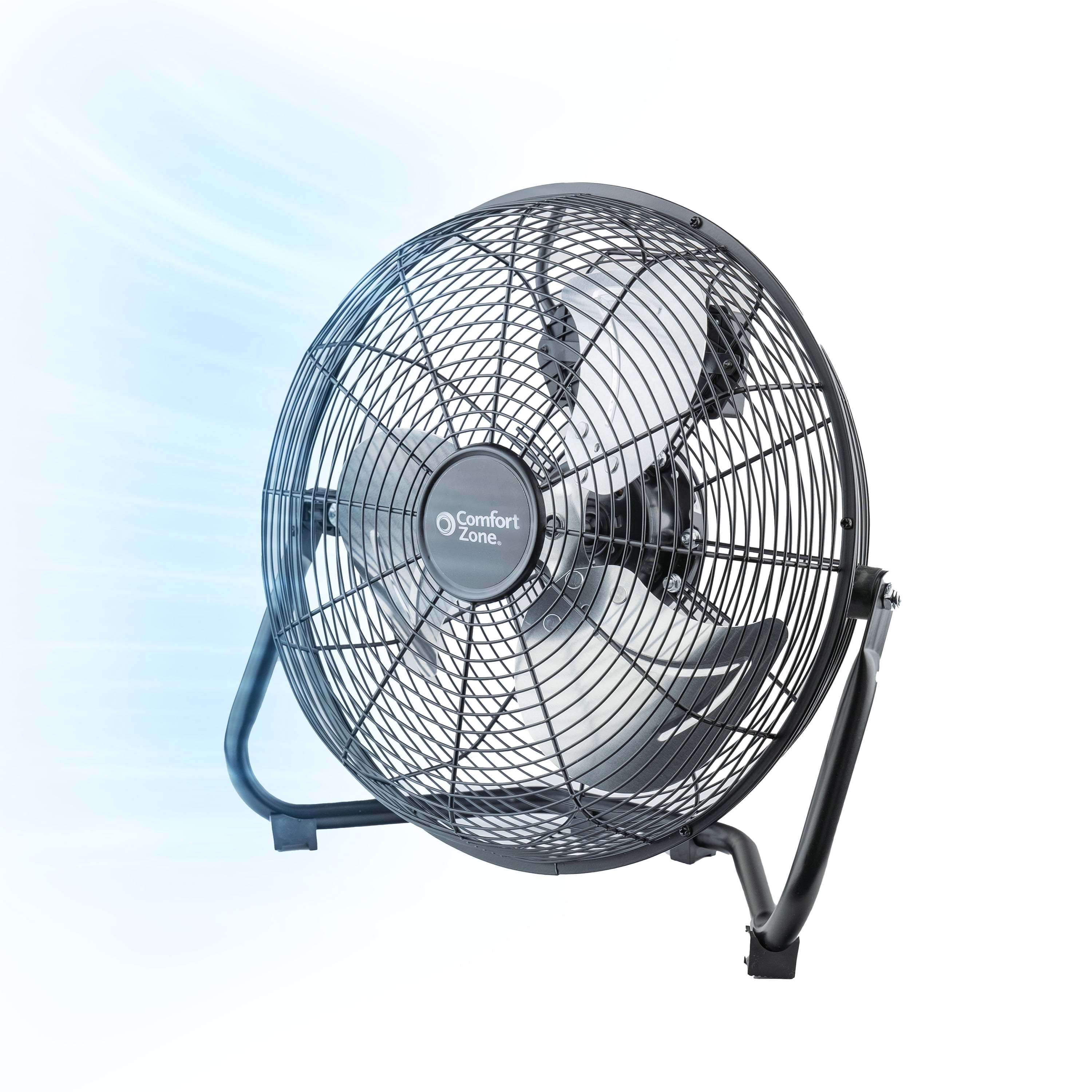 Comfort Zone 12 in. All-Metal Floor or Desk Fan (Black, 12 in) 1x6wd
