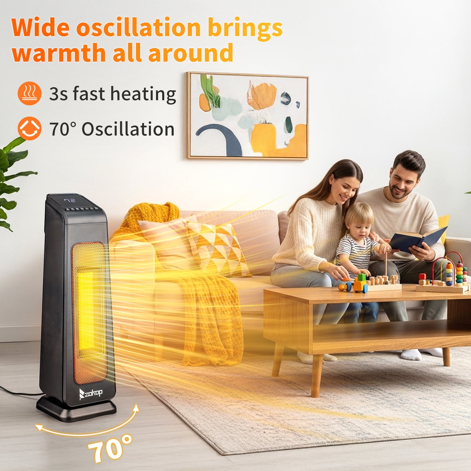 Ktaxon 23 in Portable Electric Space Heater with Remote Control and 70 Degree Oscillation (Black) 8rclh