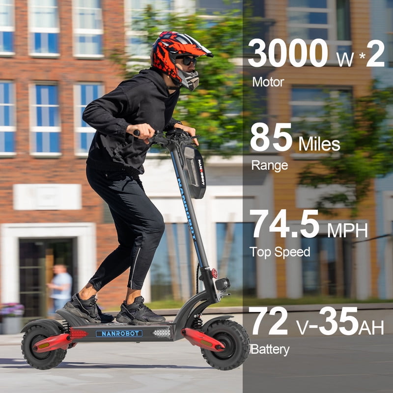 NANROBOT LS7+ Electric Scooter High-Performance Dual Motor Off-Road Commuter (Red, 300 lb Capacity) zpy41