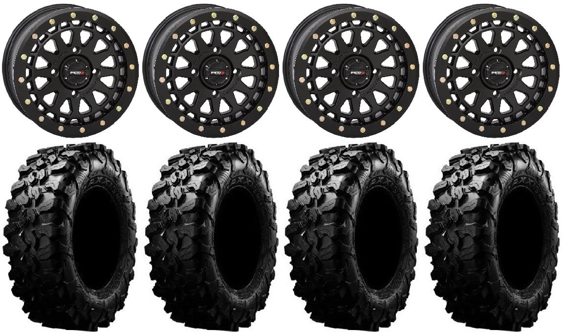 System 3 SB-6 Wheel and Maxxis Carnivore Tire Set (15 in Wheels, 32 in Tires, Black) ttrxq