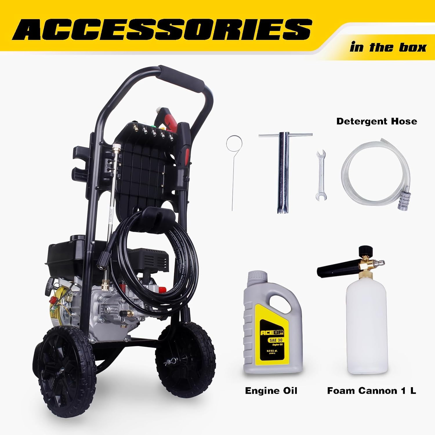 Aceup Energy 3400 PSI 2.6 GPM 212cc Gas Powered Pressure Washer (Black, 24.5 ft Hose) hrbpf
