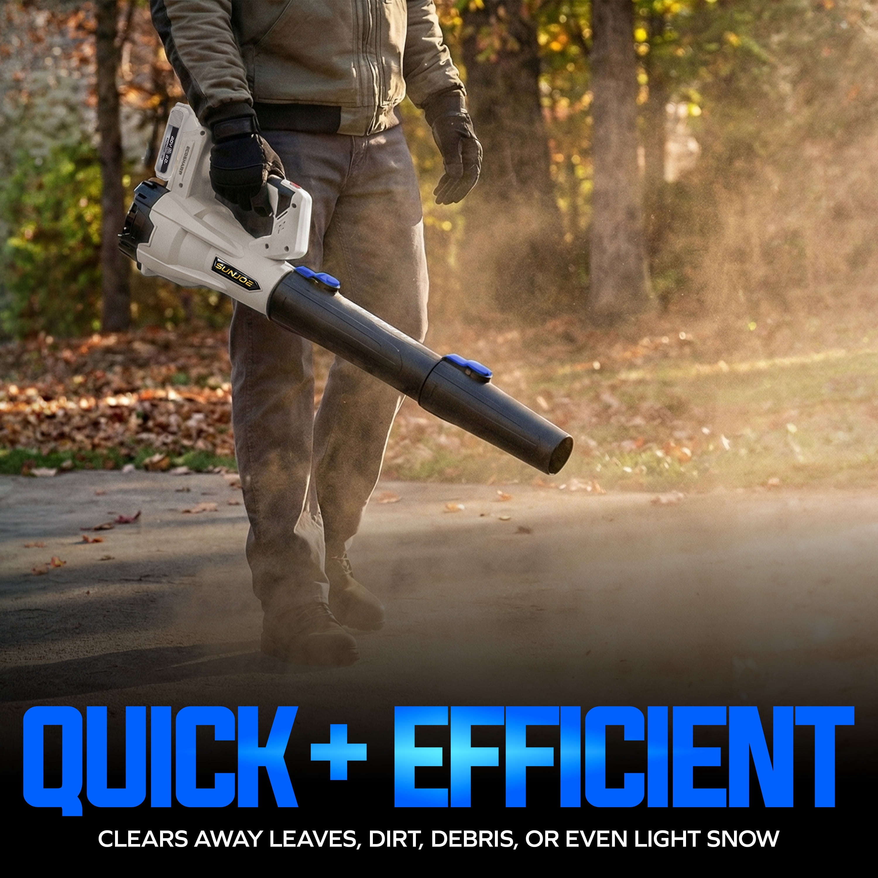 Sun Joe 20V ECOSHARP Cordless Leaf Blower with Dual Batteries and Charger (4.2 lb) q4hmm