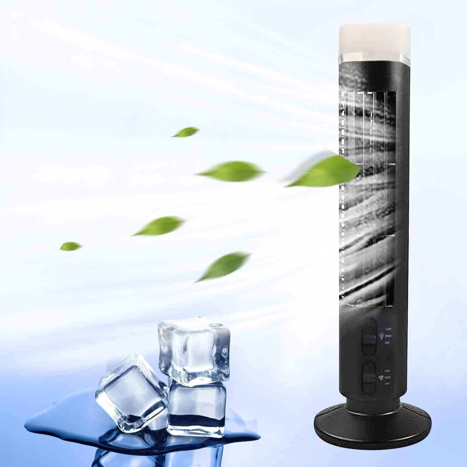 Asxite Portable Leafless Tower Fan, USB Rechargeable Desktop Cooling Fan with Night Light (White, 1 Pack) atz0b