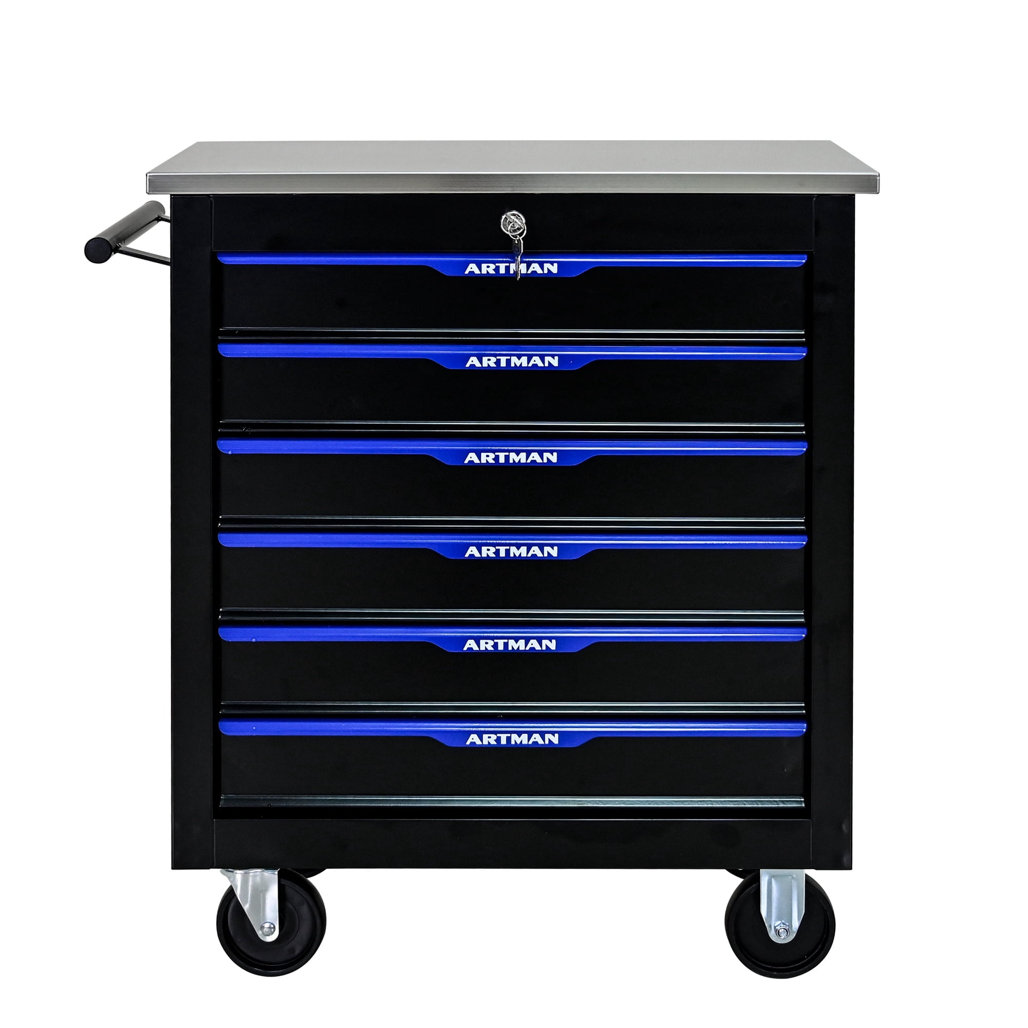 ARTMAN 6-Drawer Rolling Tool Storage Chest with Lockable Wheels (Blue, 1 Unit) rnldk
