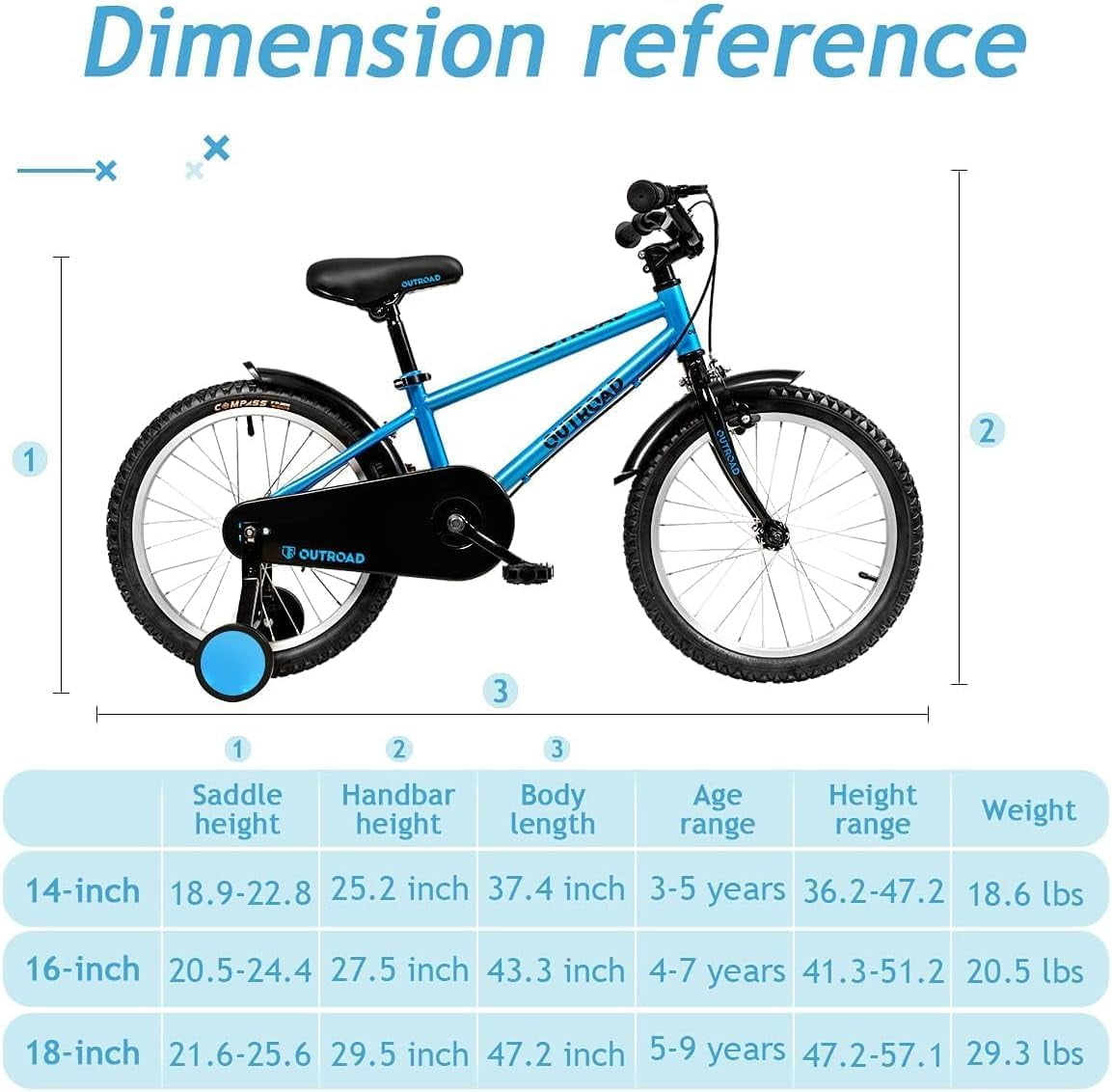 MarKnig Kids Bicycle with Training Wheels and Adjustable Seat (Blue, 16 in) grn08