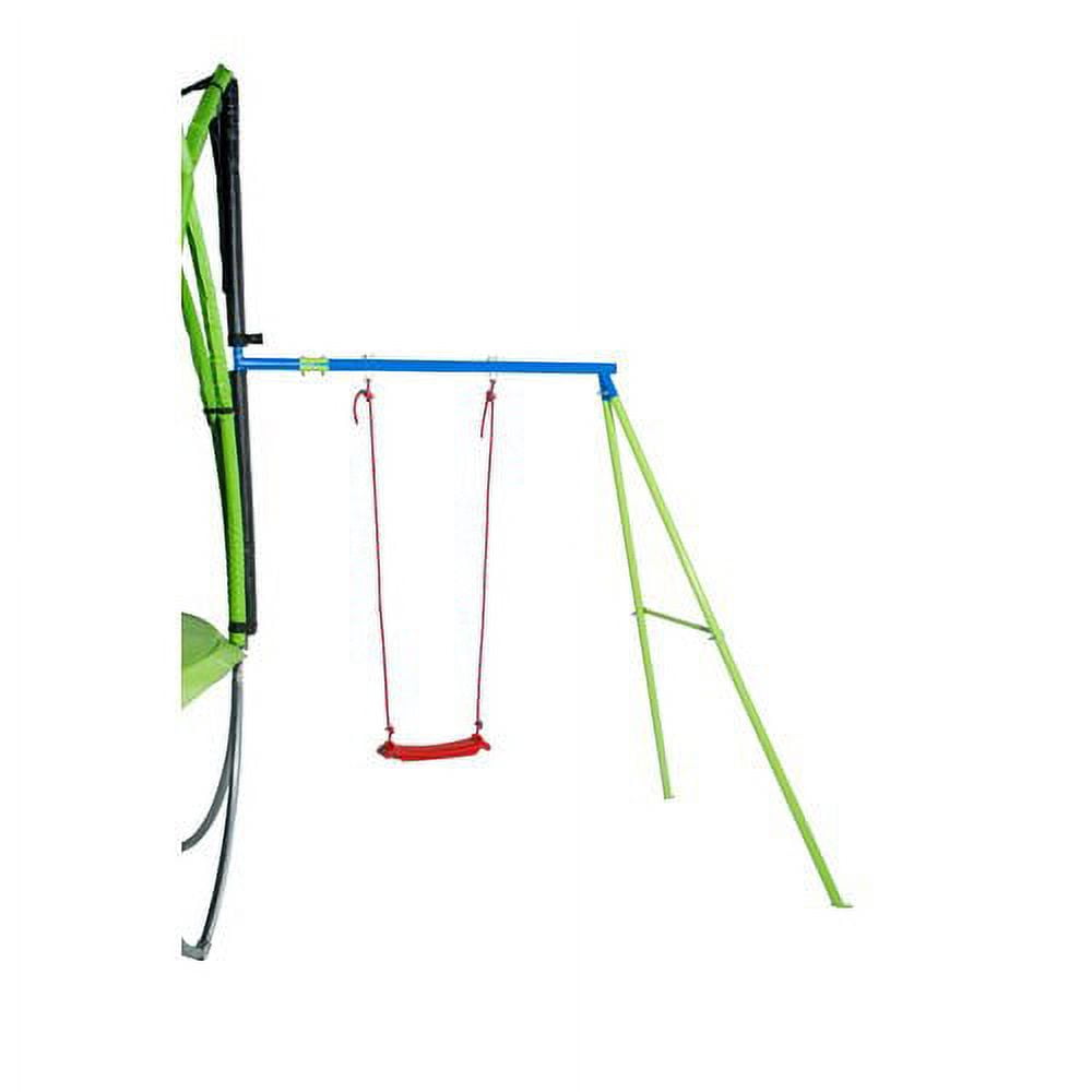 Spark Trampoline Swing Set Attachment, Heavy-Duty Steel Frame with Plastic Seat (Green/Blue/Orange) nj0az
