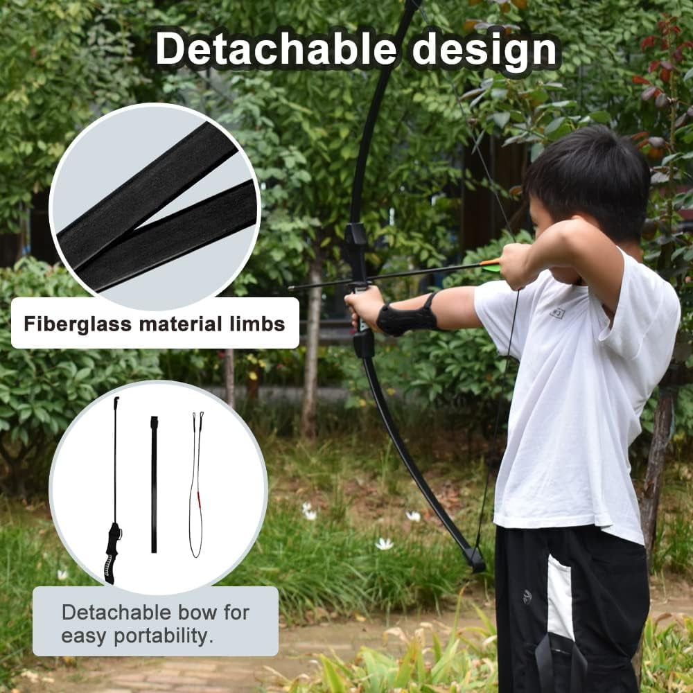 Runzkzy Youth Archery Bow Set for Recreational Shooting Practice (Black, 11 Piece Kit) cv3t1