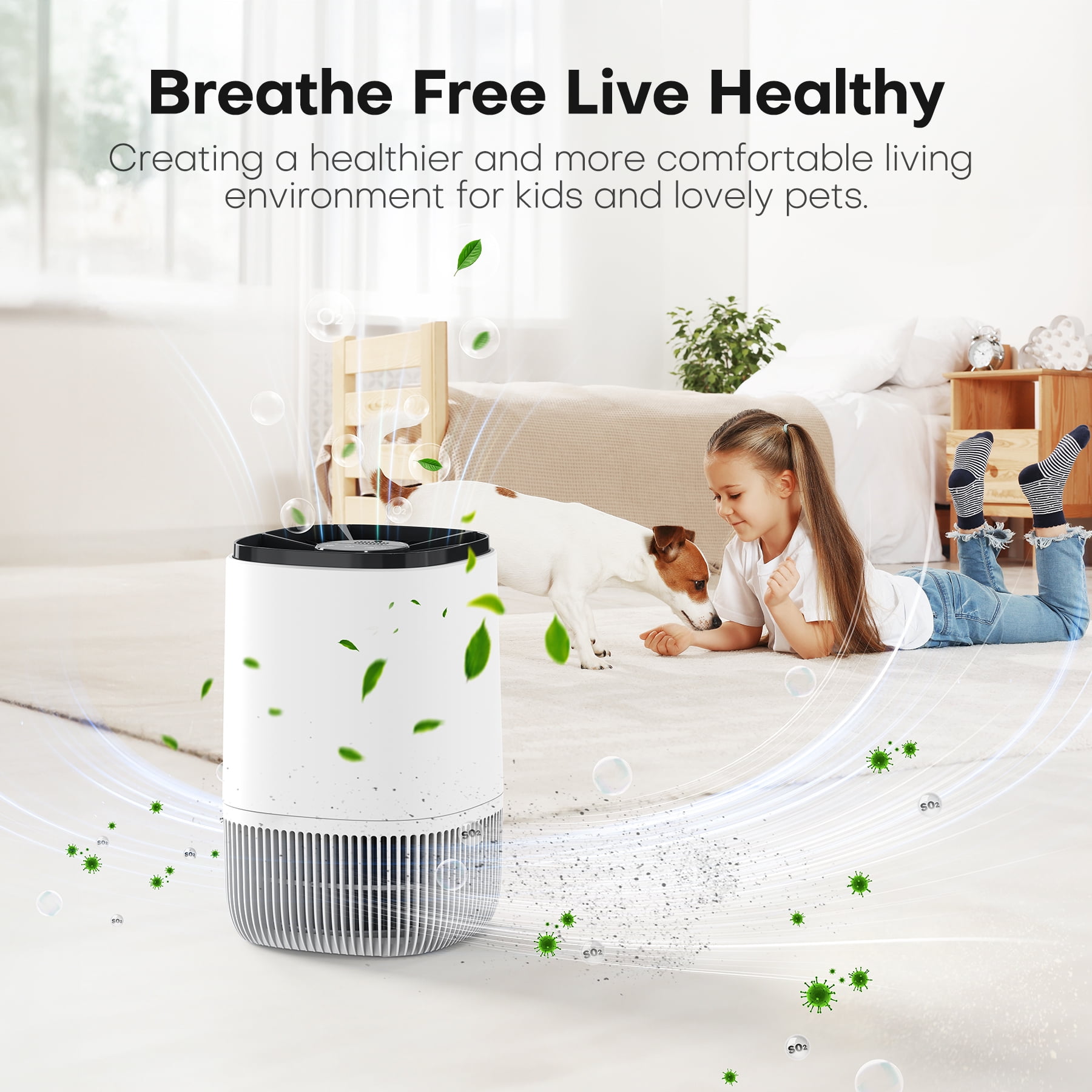 Kloudic HEPA Air Purifier for Home and Bedroom with Aromatherapy Function (White) v511j