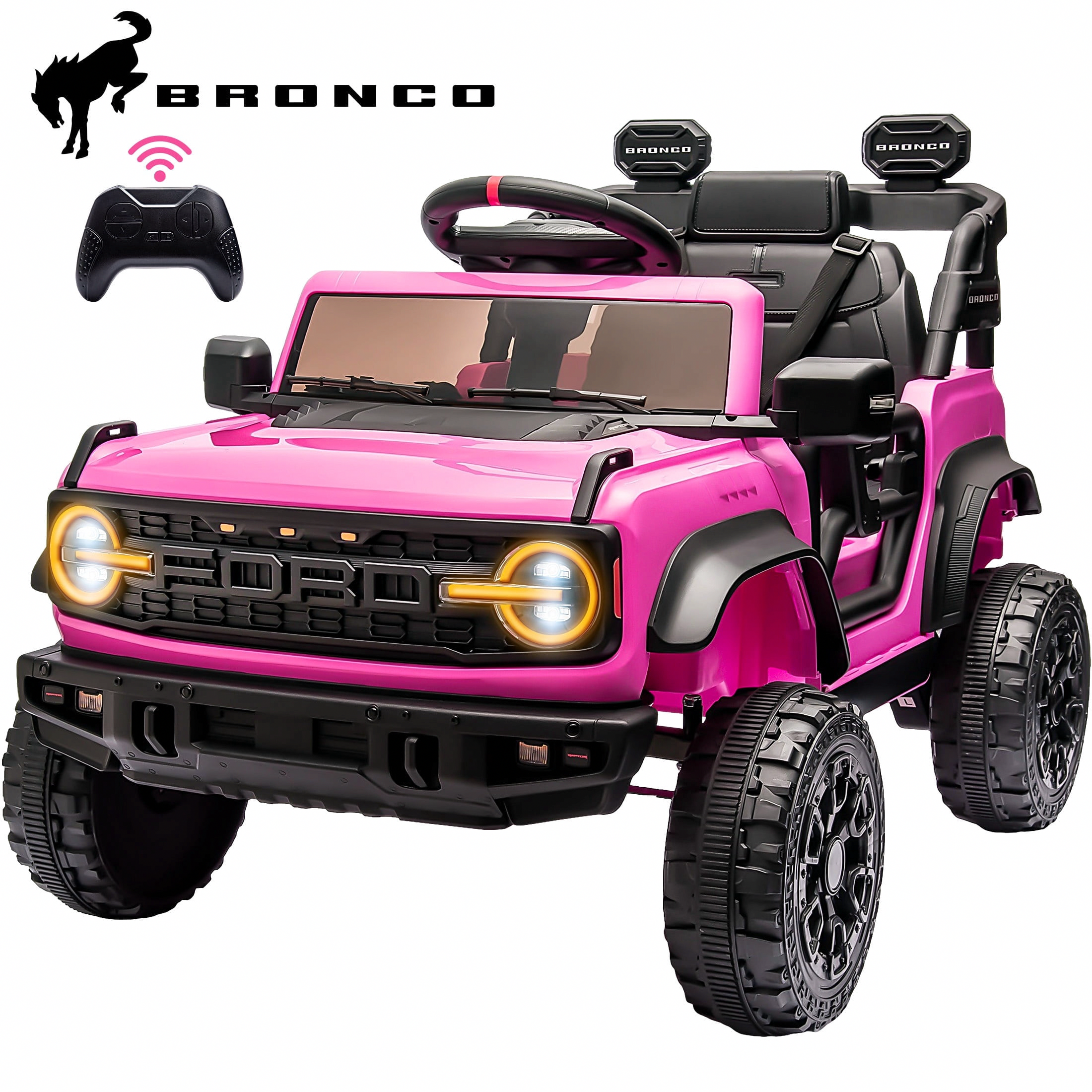 iRerts Ford Bronco Raptor Electric Ride-On Truck with Remote Control (Pink, 12V) 31si2