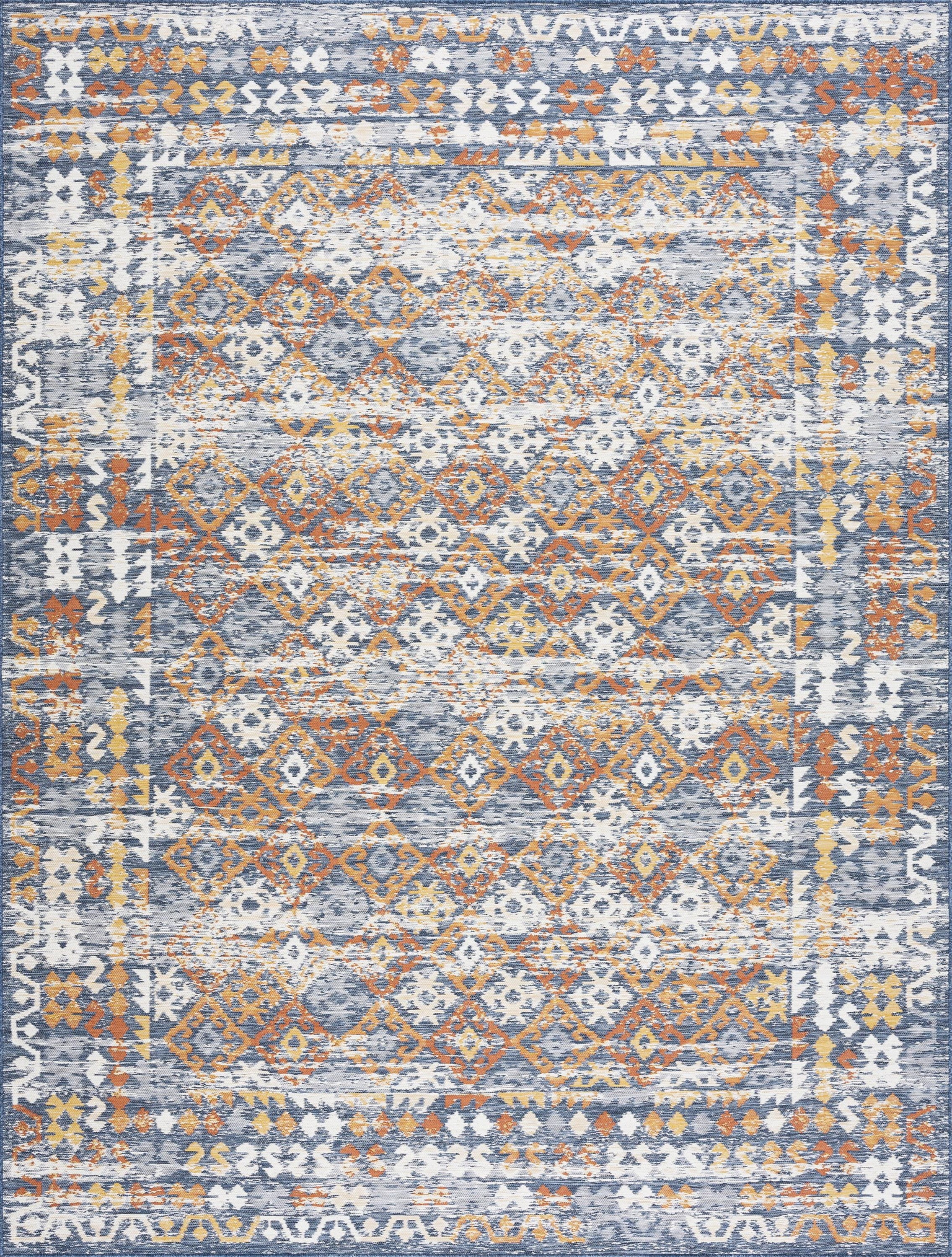 Bliss Rugs Moroccan Indoor Outdoor Area Rug, Fade Resistant Patio and Deck Decor (Multi-Color, 5 ft 3 in x 7 ft 3 in) z6ltx