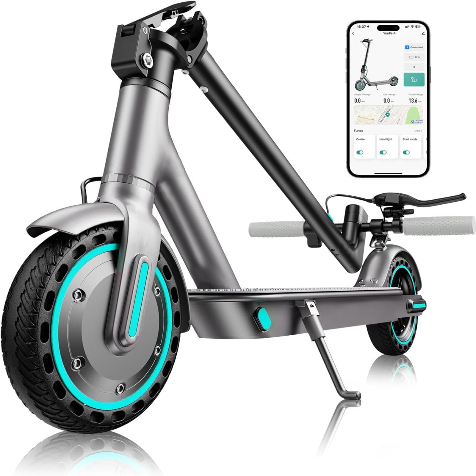 DIERTTIER Electric Scooter for Adults, Portable Foldable Commuter E-Scooter with 350W Motor, 19MPH Max Speed, 16-Mile Range (Blue, 8.5 in Tires) 20ibk