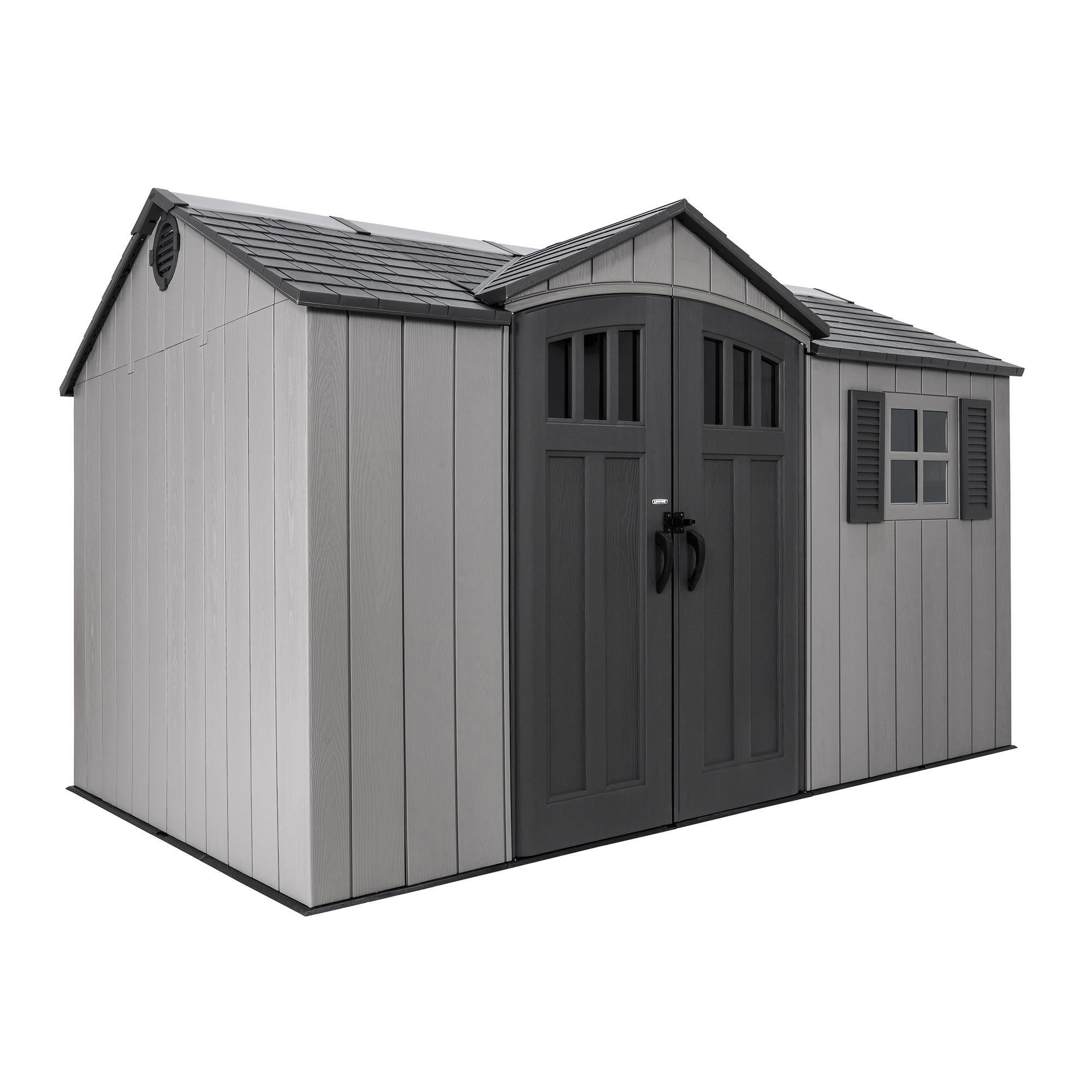 Lifetime Polyethylene Outdoor Storage Shed (Tan/Gray, 12.5 ft x 8 ft) 84oib