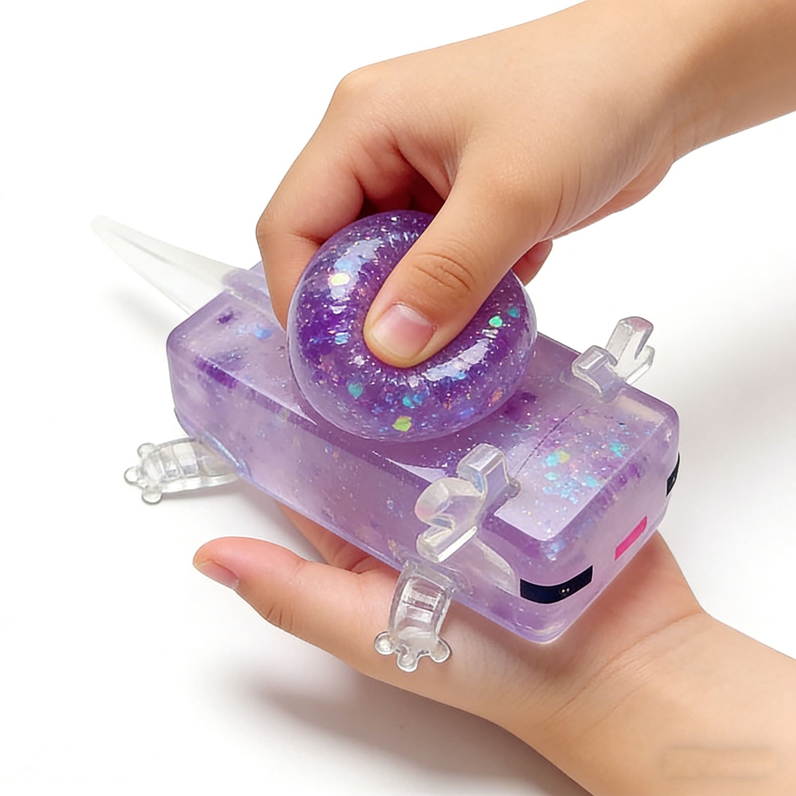 Diceymbol Axolotl Squeeze Toy, Glitter Stress Relief Fidget, Slow Rebound Soft TPR Sensory Toy (Multi-Color, 4 in) gqhl2