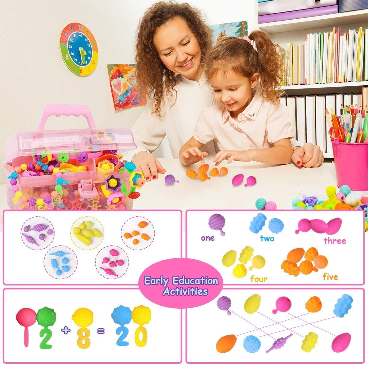Somnr Pop Beads Jewelry Making Kit, DIY Arts and Crafts Set for Kids (Multicolor, 700+ Pieces) 1sgx0
