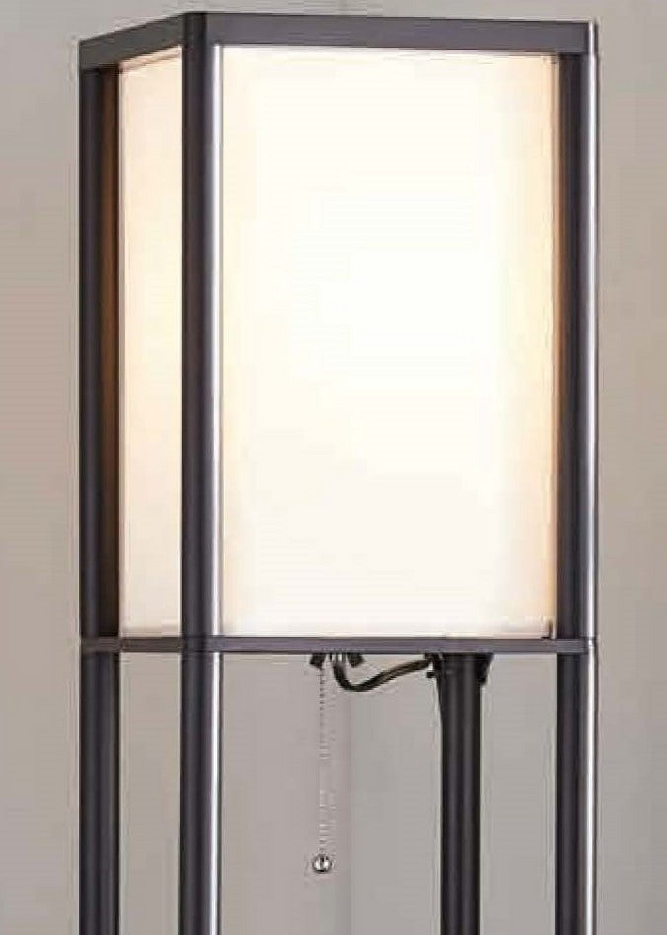 Mainstays Floor Lamp with Storage Shelves and Fabric Shade (Black, 62 in) wfgvd