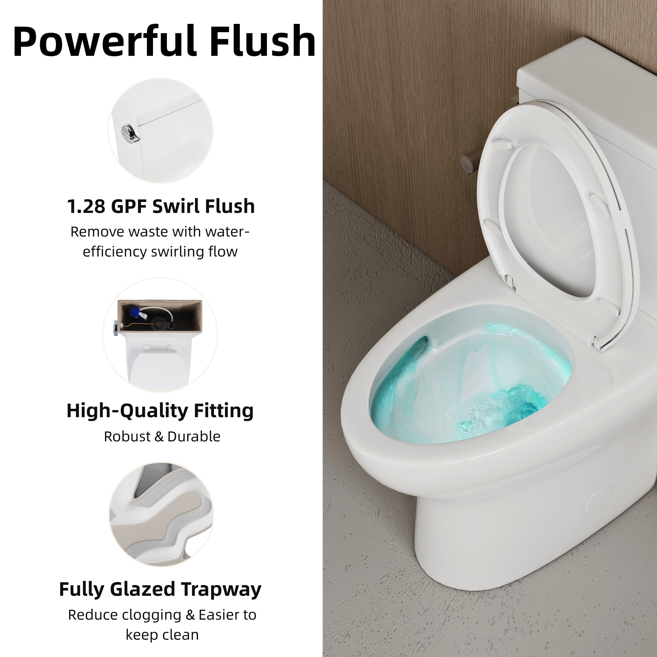 Los Flexi Modern Elongated Two-Piece Toilet, ADA Comfort Height with Soft-Close Seat (White, 17.5 in) kldv5