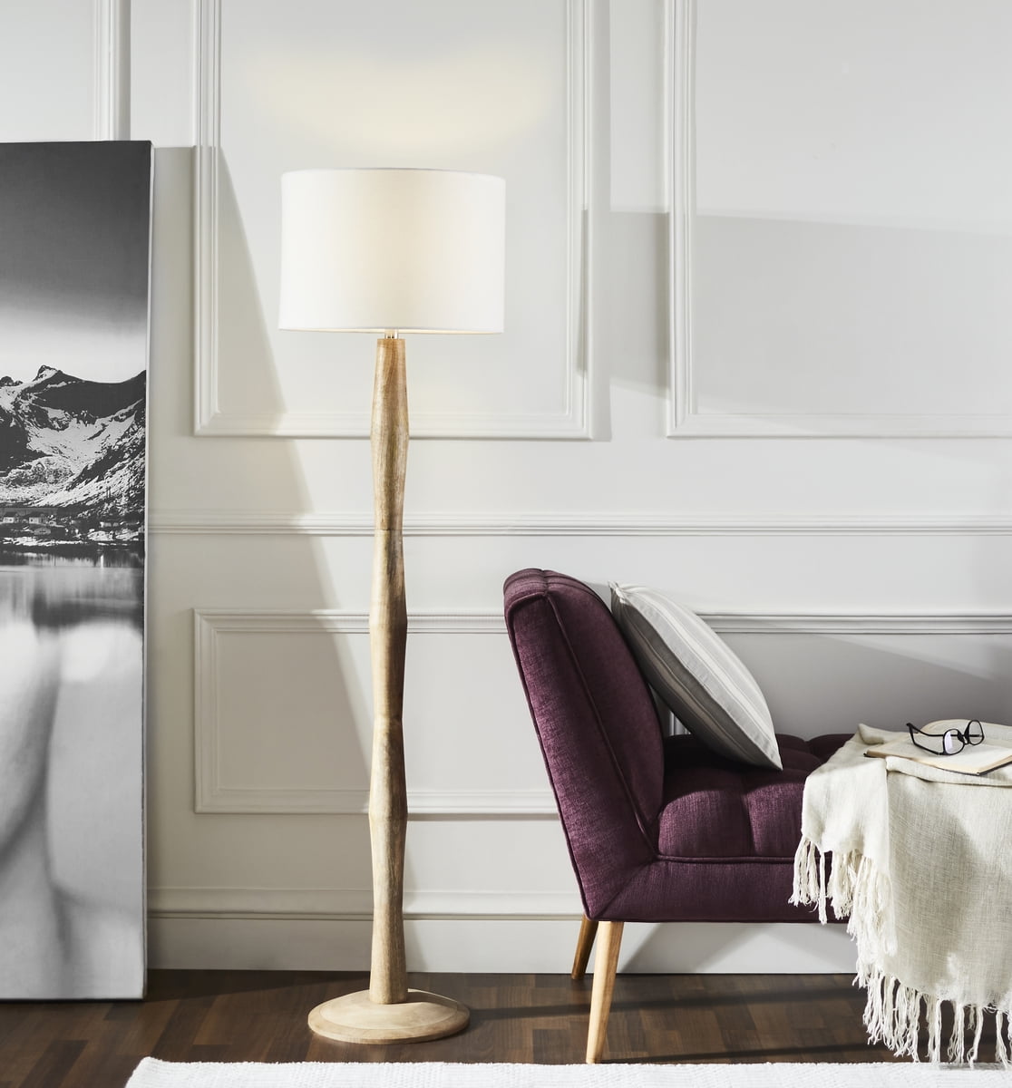 Safavieh Brodie Modern Organic Floor Lamp with Cotton Shade (Natural, 60 in. Height) djpc9