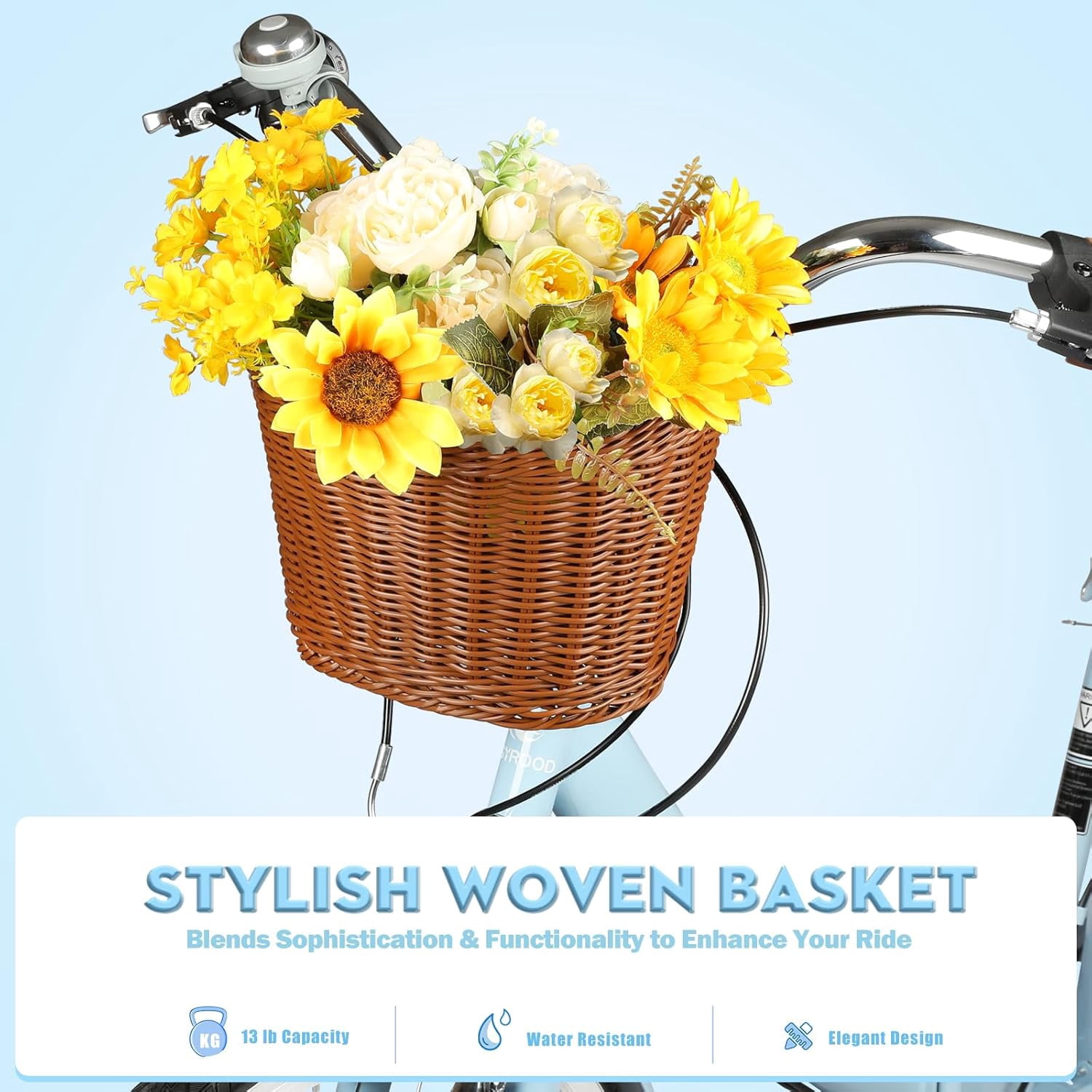 Gaonala 26 inch 7-Speed Folding Beach Cruiser Bike for Women, Step-Through Frame with Basket (Blue, 26 in) sif85