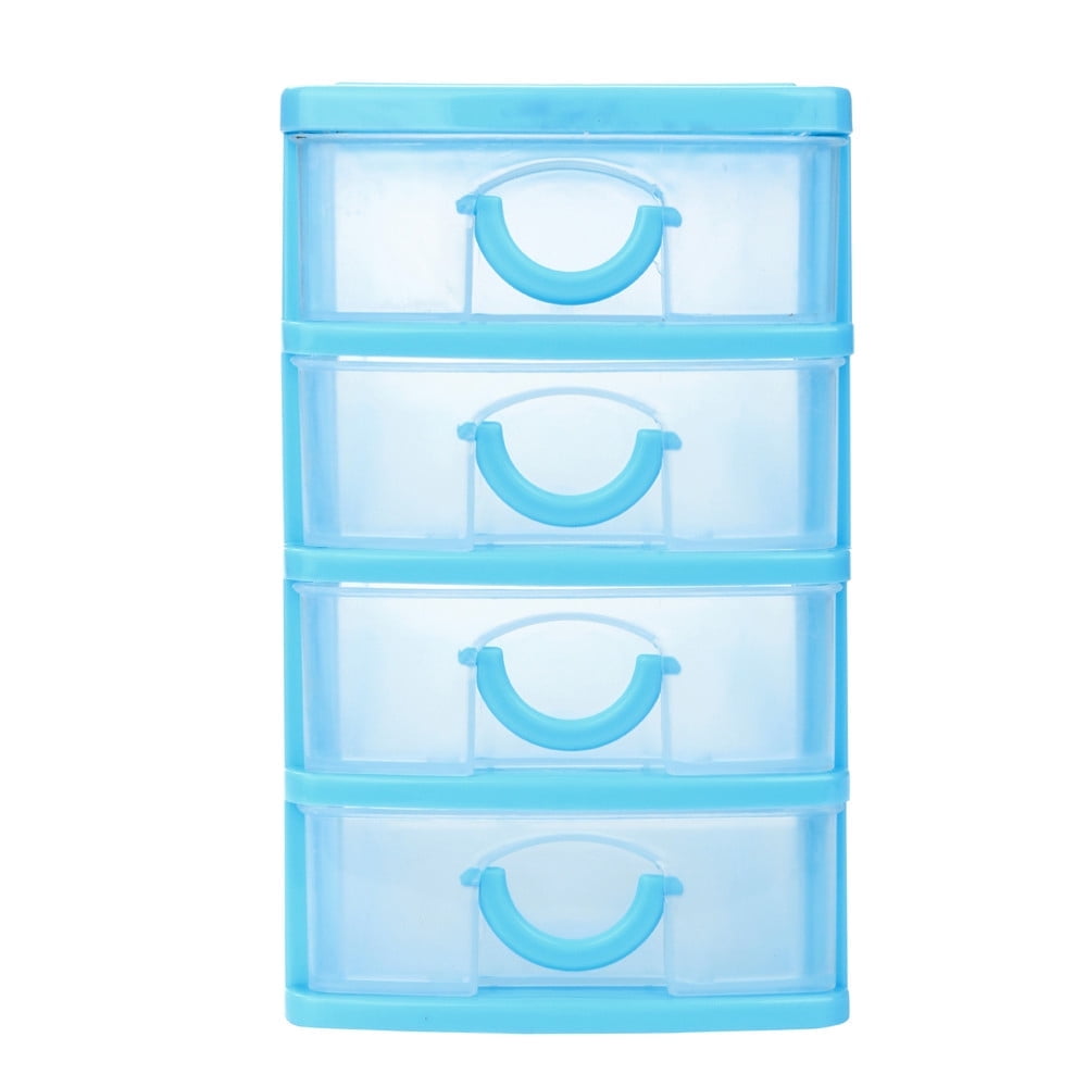 aoksee Desktop Storage Organizer Drawer Durable Plastic Mini Sundries Case (Blue, 6 in x 4 in x 3 in) kwsd3