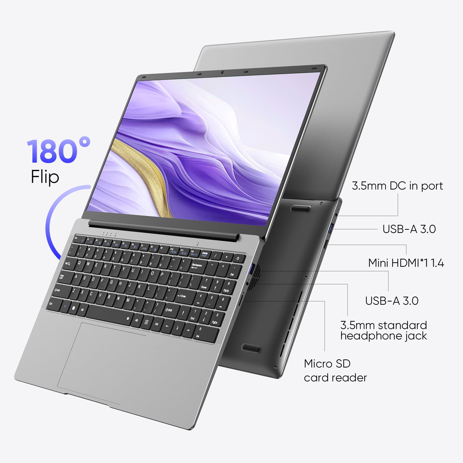 TPV 15.6 in Laptop Computer, Windows 11 Pro Business Notebook, 8GB RAM, 256GB SSD, Intel Celeron N4000, Full HD Display (15.6 in) w75q3