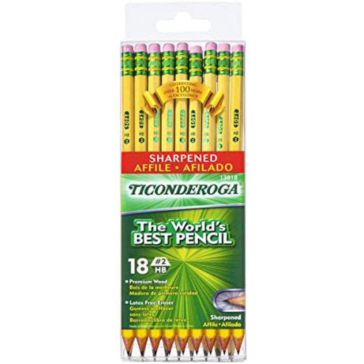 Ticonderoga Wood-Cased Pencils, Pre-Sharpened #2 HB Graphite, Smooth Writing (Yellow, 18 Count) 8tdva