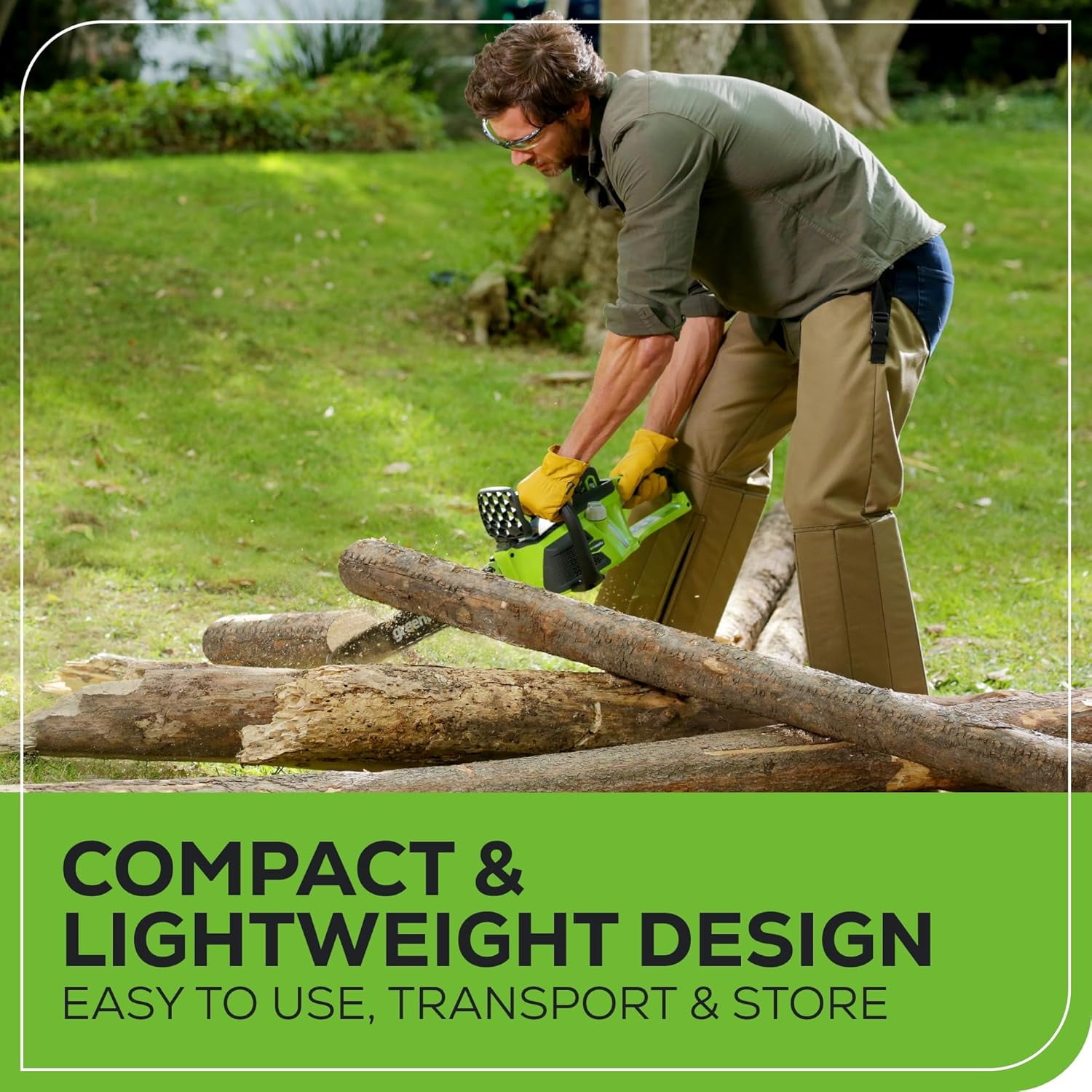 Greenworks 40V 16-inch Cordless Brushless Chainsaw with 4Ah Battery and Charger (Green, 16 in) v2zds