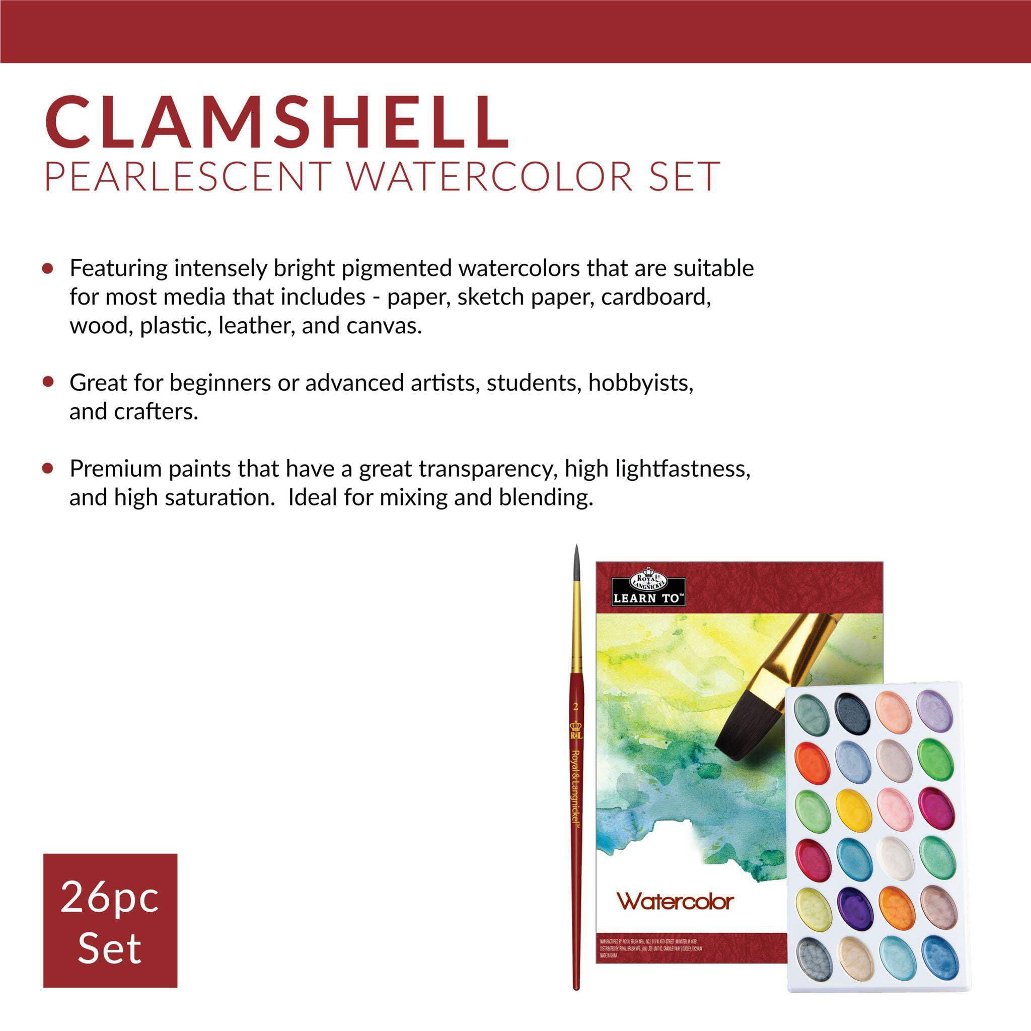 Royal & Langnickel Essentials Pearlescent Watercolor Painting Art Set (Black, 26pc) n4tdt