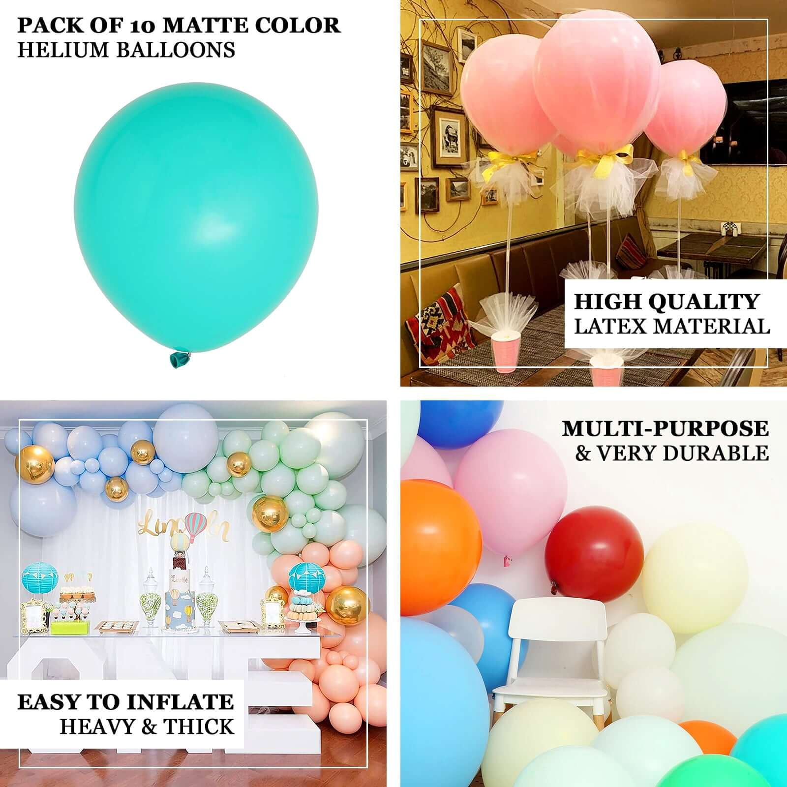 Efavormart Matte Pastel Latex Party Balloons (White, 18 in, 10 Pack) ctor6