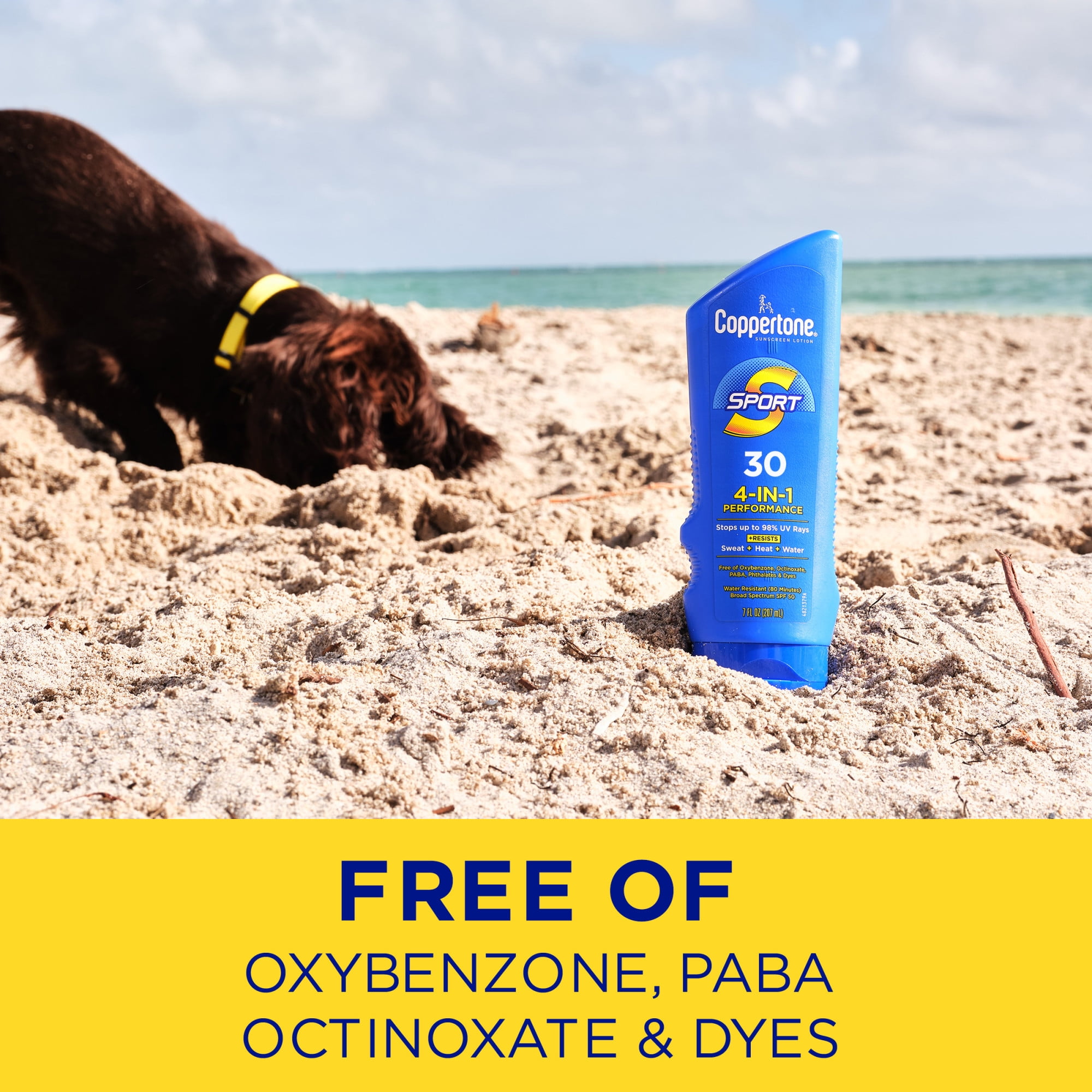 Coppertone Sport Sunscreen Lotion, Broad Spectrum SPF 30, Water Resistant Protection (7 fl oz) fokt3