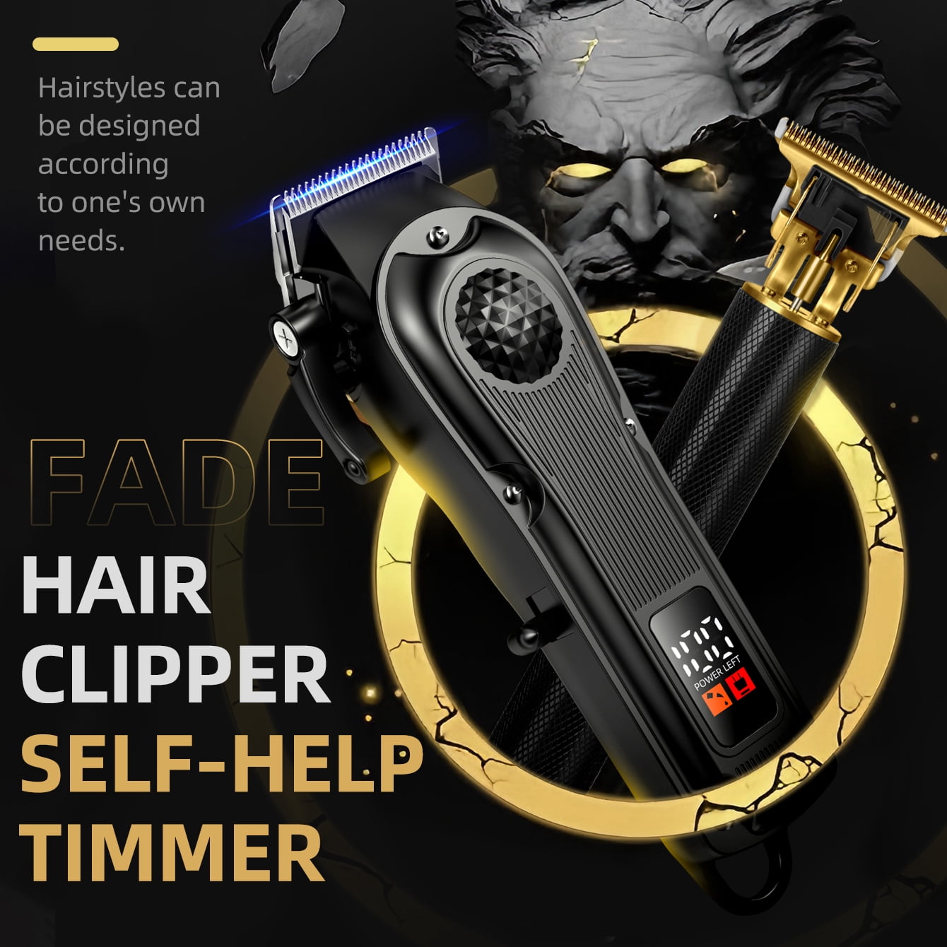 Obacre Professional Cordless Hair Clipper and Beard Trimmer Set (Black, 1 Piece) q1y7f