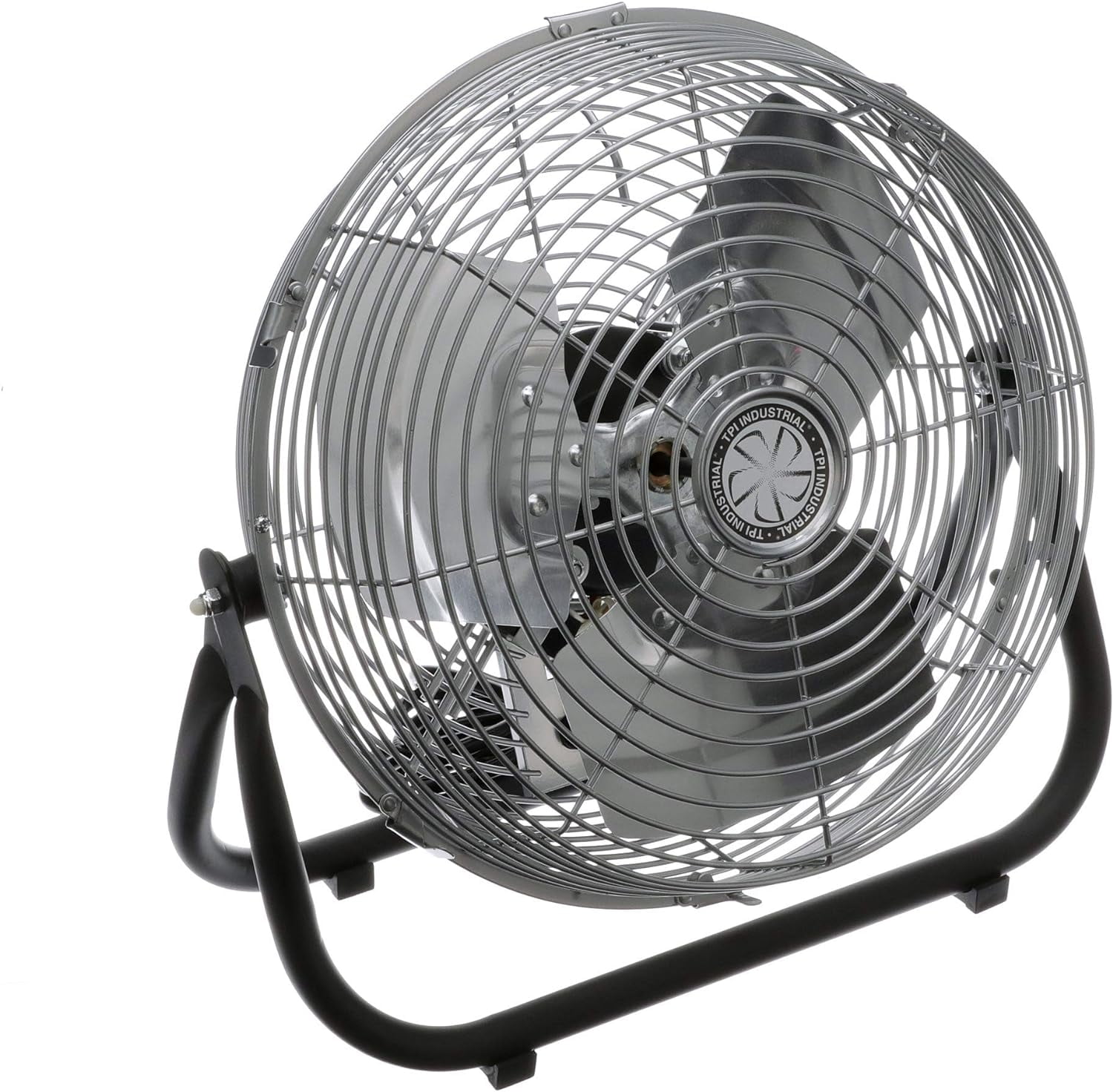 TPI Corporation Industrial Floor Fan, High-Velocity Air Circulator with 3-Speed Control (Silver, 12 in) w1usp