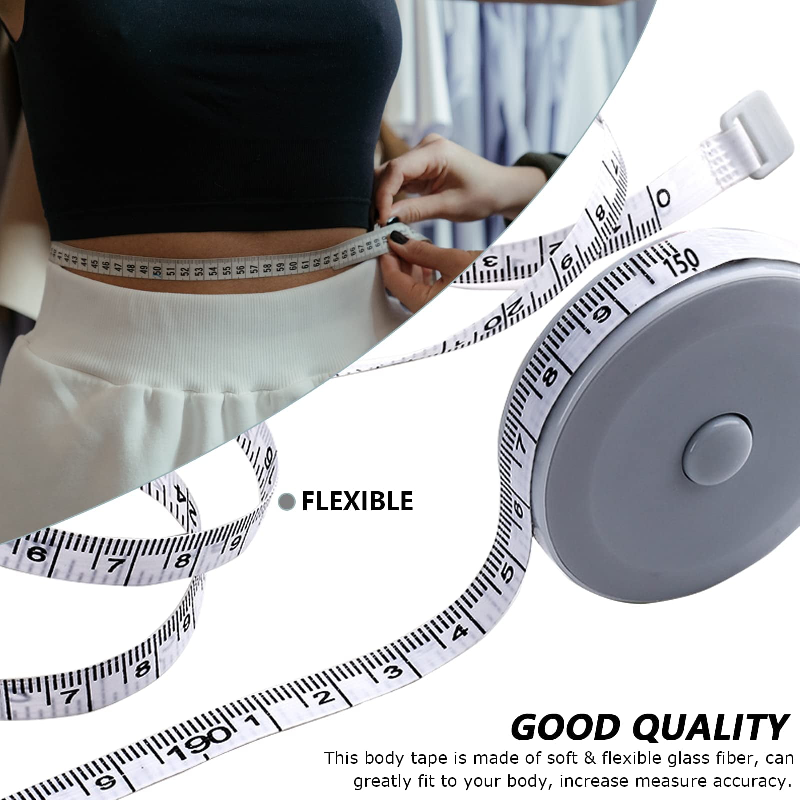Dihmpor Retractable Tape Measure and Soft Measuring Tape Set for Body and Sewing (60 in, 8 Pack) tsphv