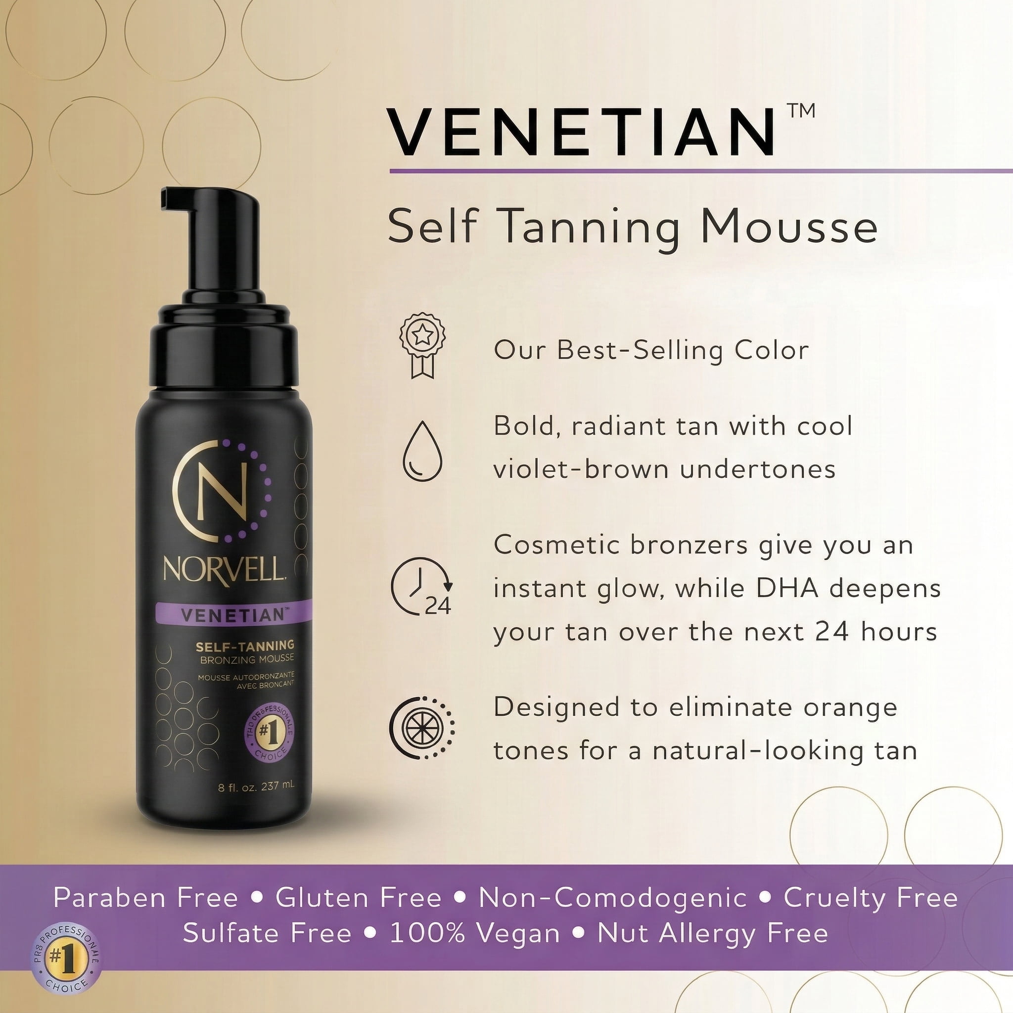 Norvell Venetian Self-Tanning Mousse with Bronzer (8 oz) zy9zl