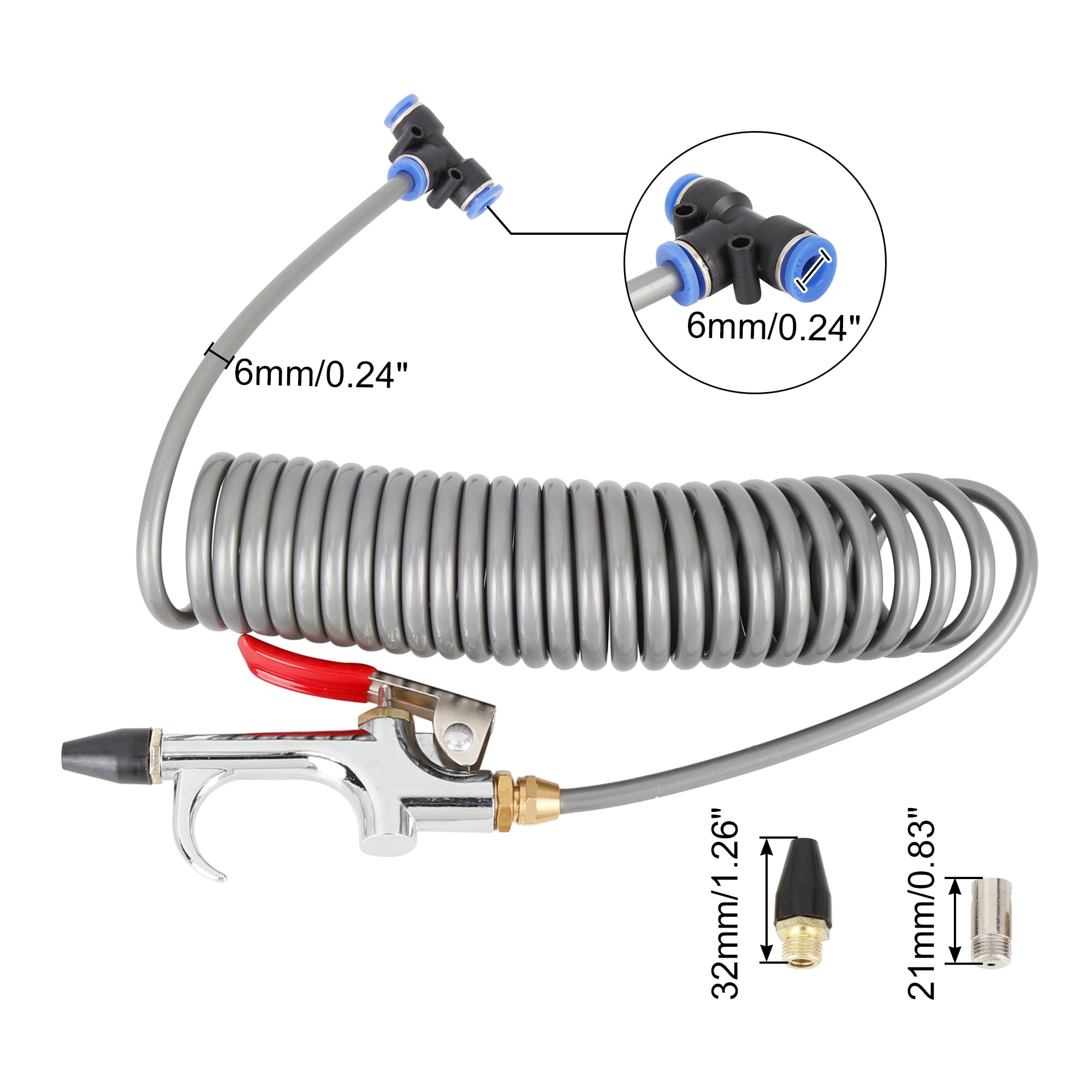 Unique Bargains 6-in-1 Air Blow Gun Kit with Interchangeable Nozzles for Automotive Cleaning (Grey, 6-Piece Set) ximys