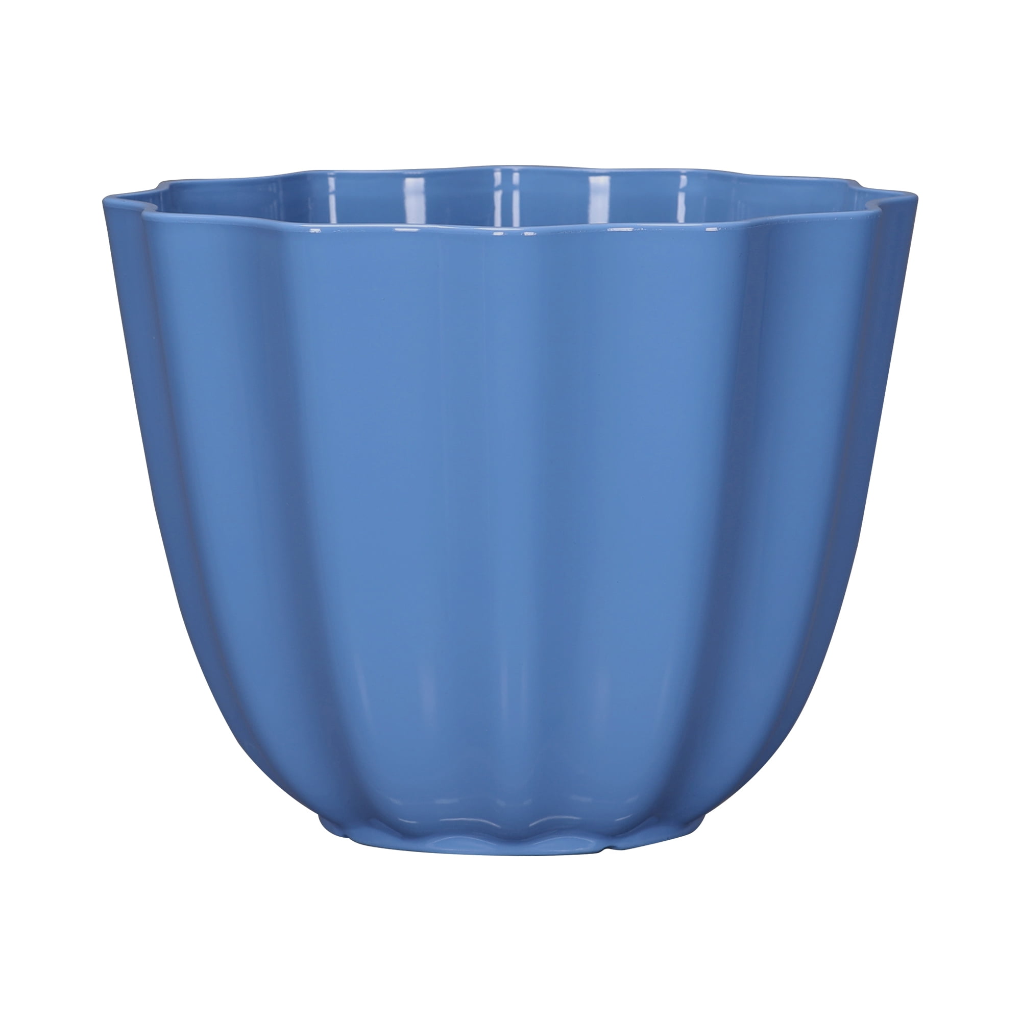 Mainstays Recycled Resin Planter, Weather-Resistant Outdoor Flower Pot (Poppy Blue, 12 in x 9.4 in) abqpg