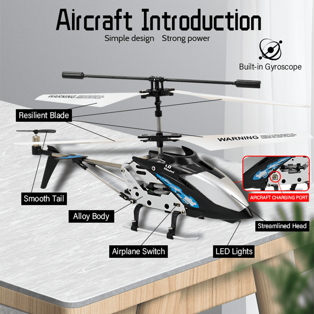 Tyethy Remote Control Helicopter RC Aircraft with LED Lights and Altitude Hold (Black, 8 in) 5yzpq