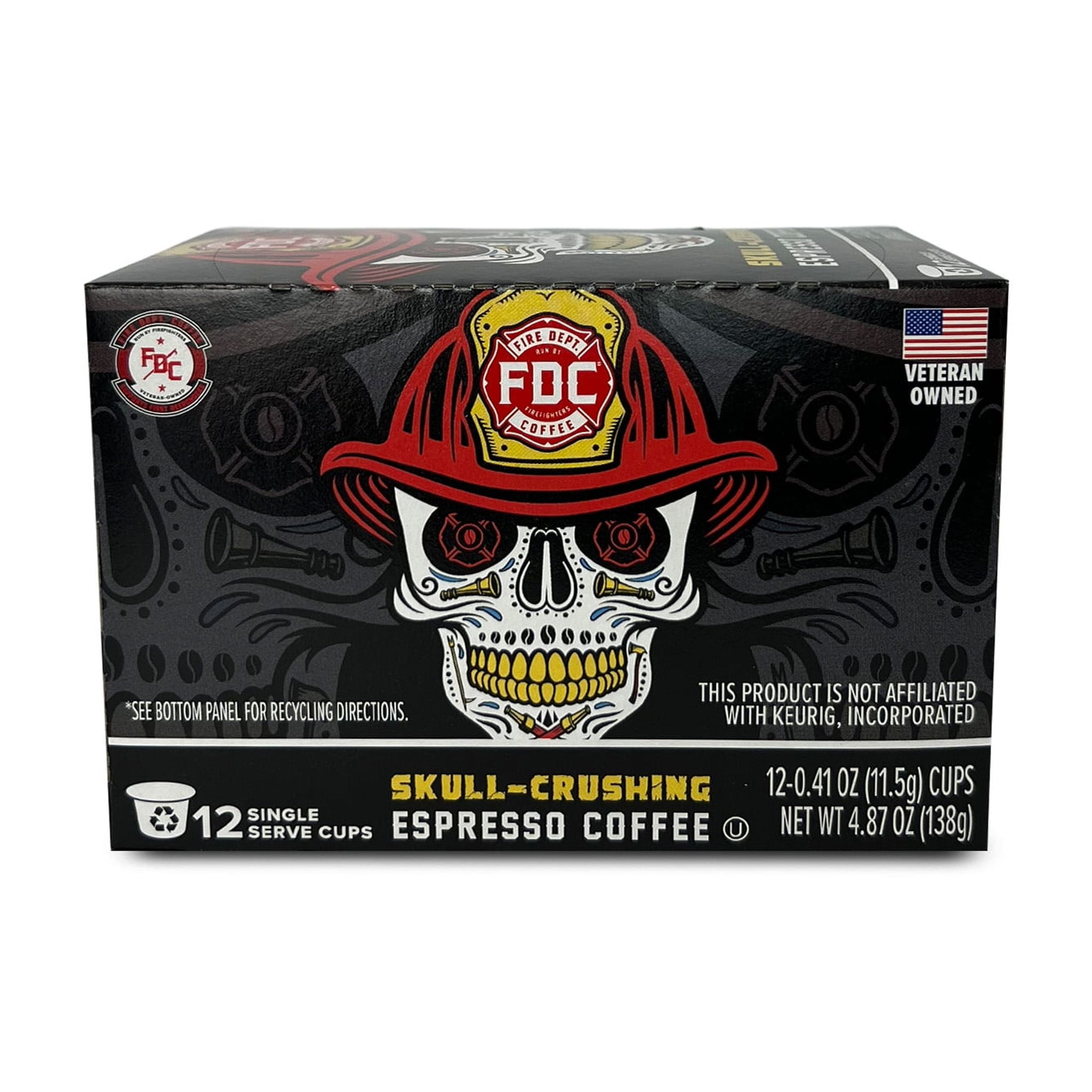 Fire Department Coffee Skull-Crushing Espresso Dark Roast Coffee Pods (12 Pack) hzezm
