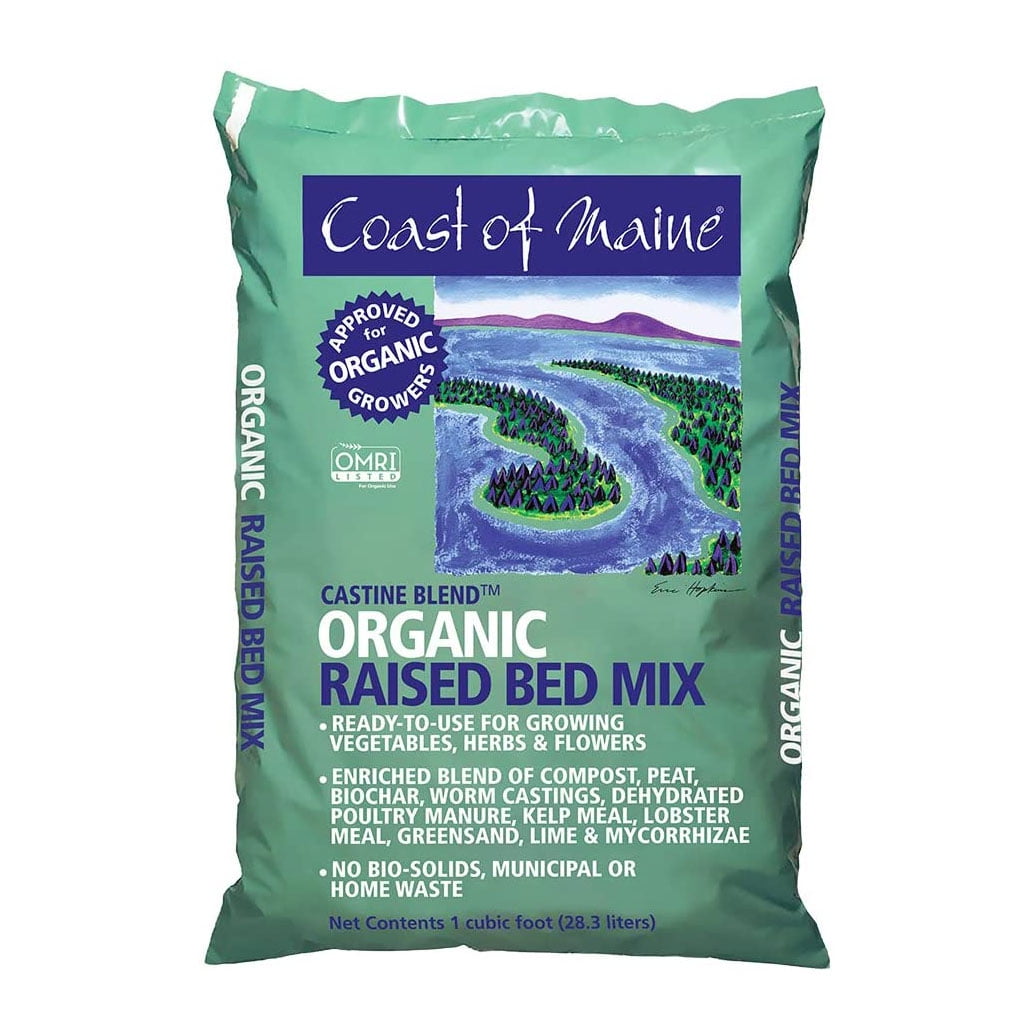 Coast of Maine Castine Blend Organic Raised Bed Mix (Natural Soil for Vegetables, Herbs & Flowers, 1 cu ft) 973k2