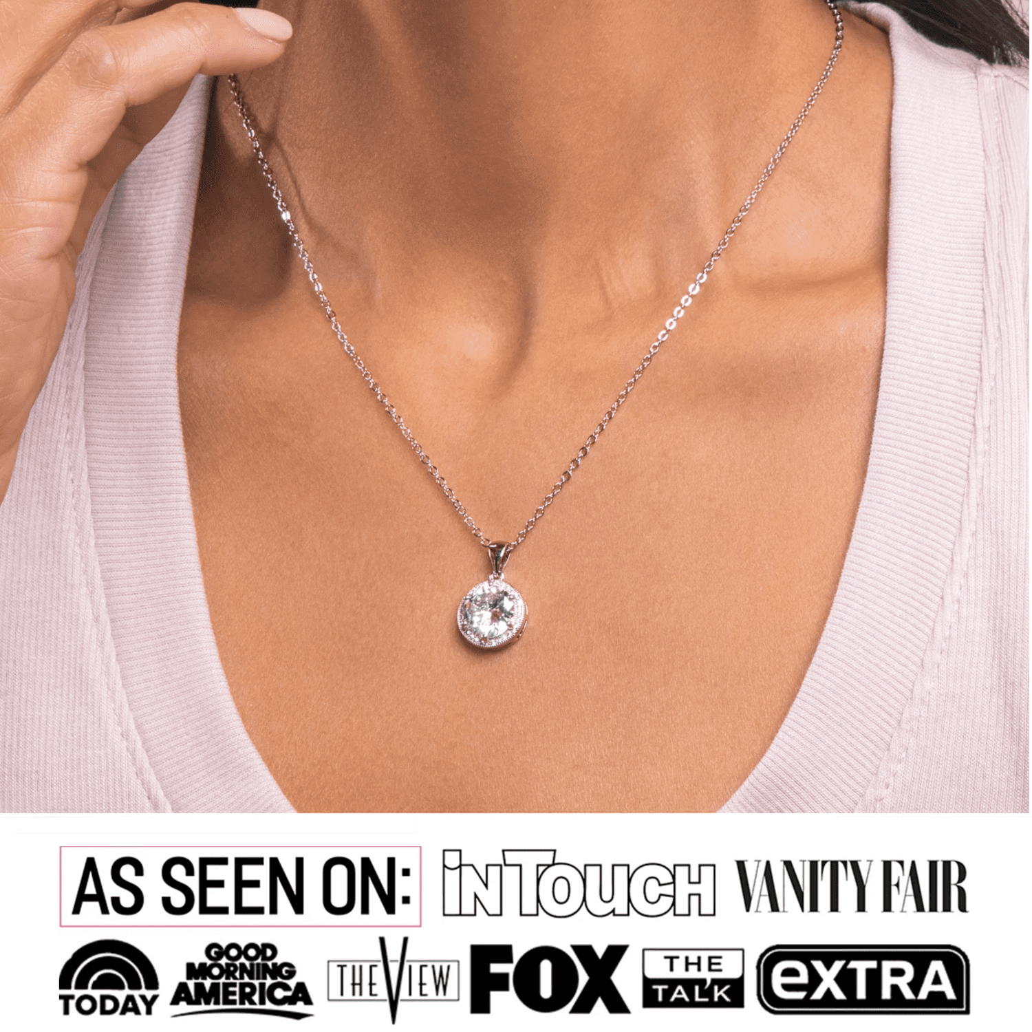 Cate & Chloe Sophia 18k White Gold Plated Halo Necklace with Simulated Diamond Crystals (White, 18.5 in) xsb2g