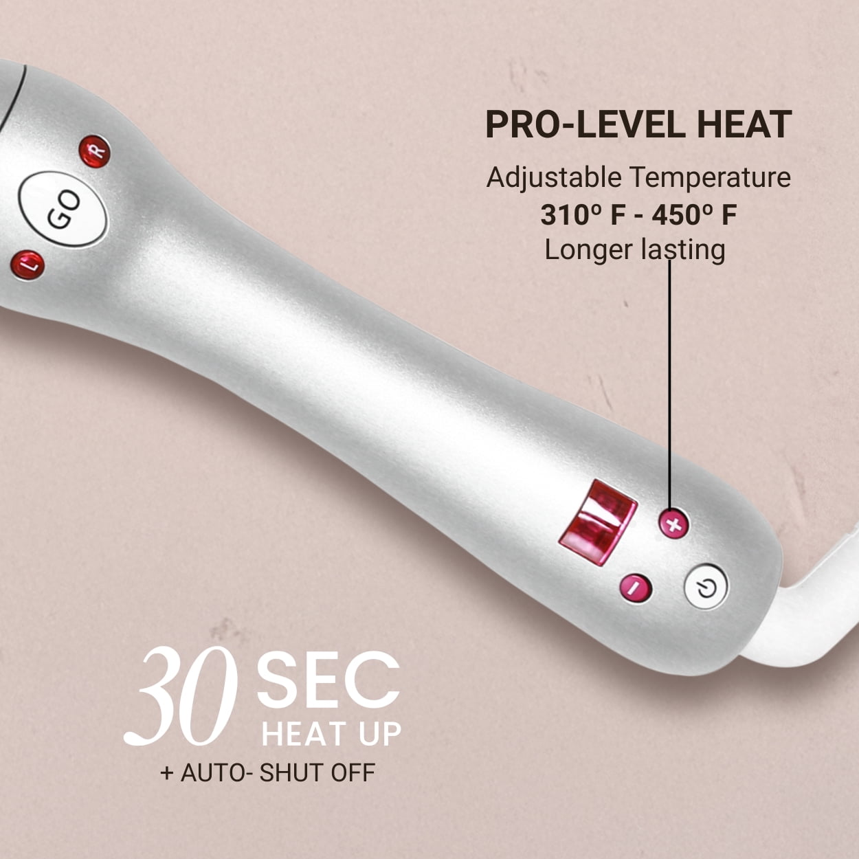 The Beachwaver Co. Pro Series Ceramic Rotating Curling Iron (Silver, 1.25 in) 1eusa